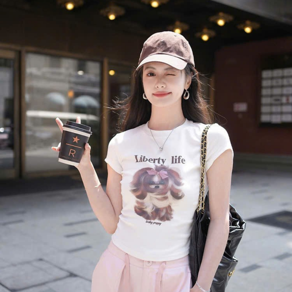 [Form Ôm] Áo croptop nữ Liberty Life - Áo baby tee LOZA dáng ôm - CR7869