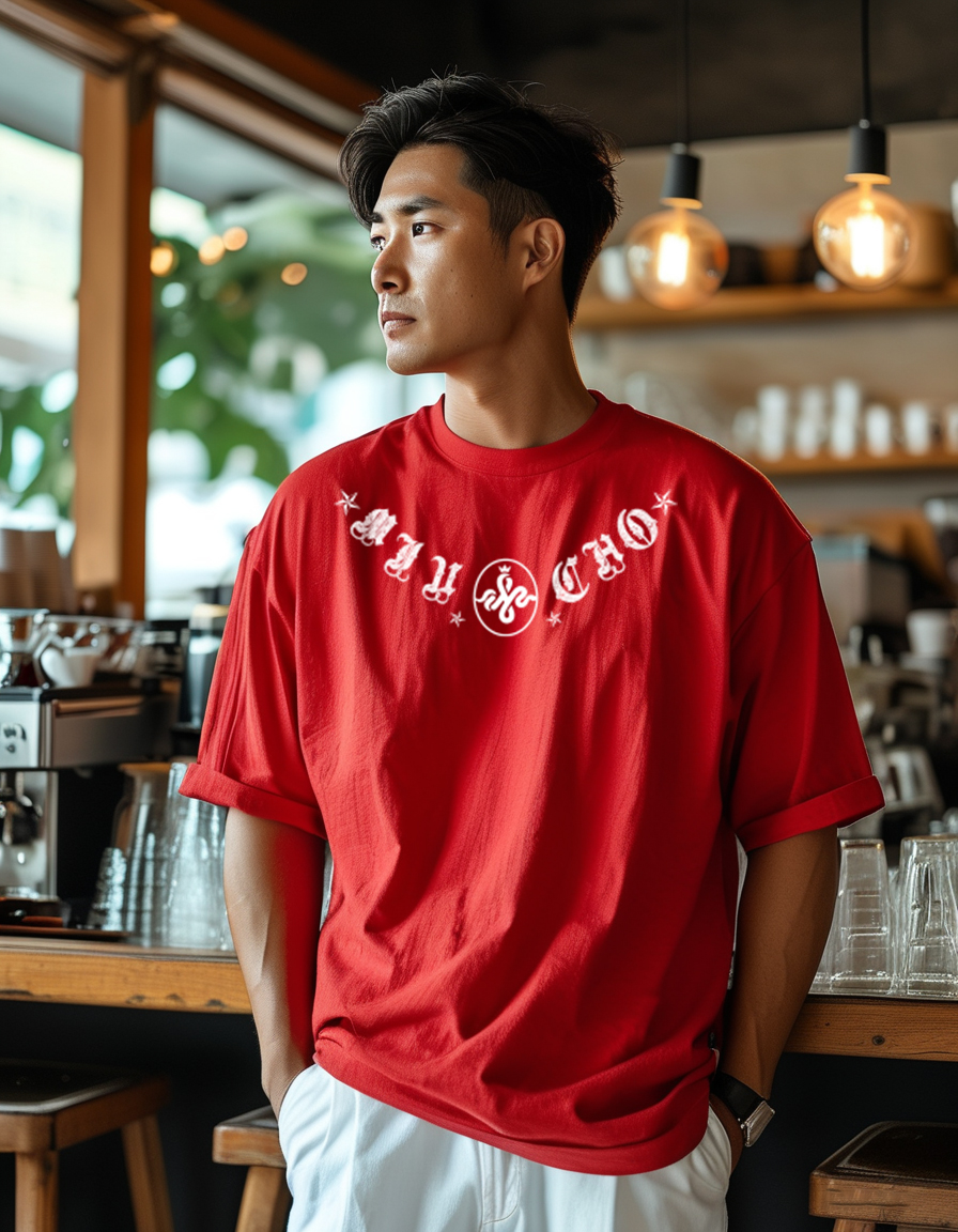 Áo phông tết form rộng cổ tròn vải cotton 4c co giãn thoáng mát 1829 Miucho Iconic in mix_thumbnail_2