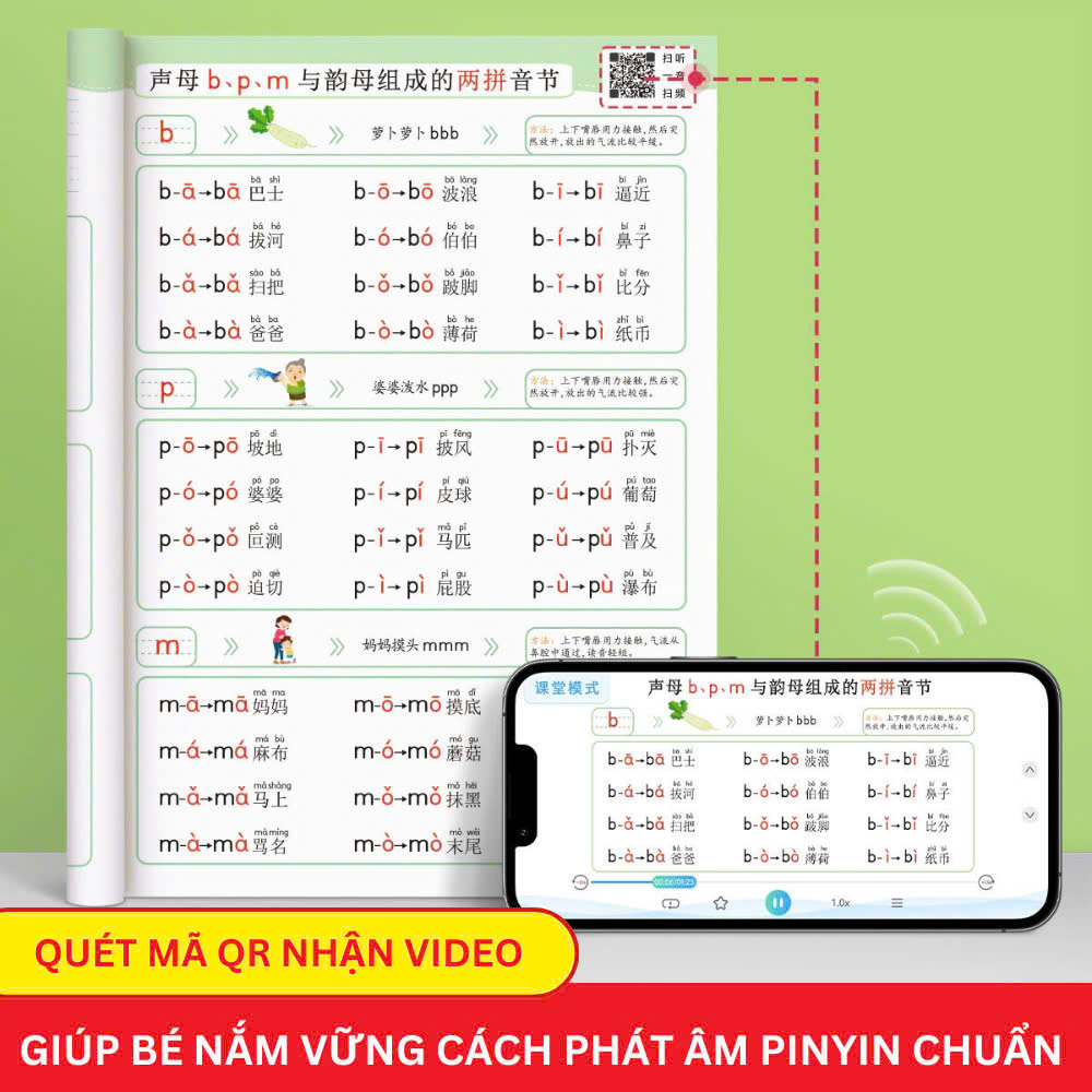Bộ sách 3 cuốn PINYIN học Tiếng Trung cho bé từ 3 tuổi, kèm video_thumbnail_6