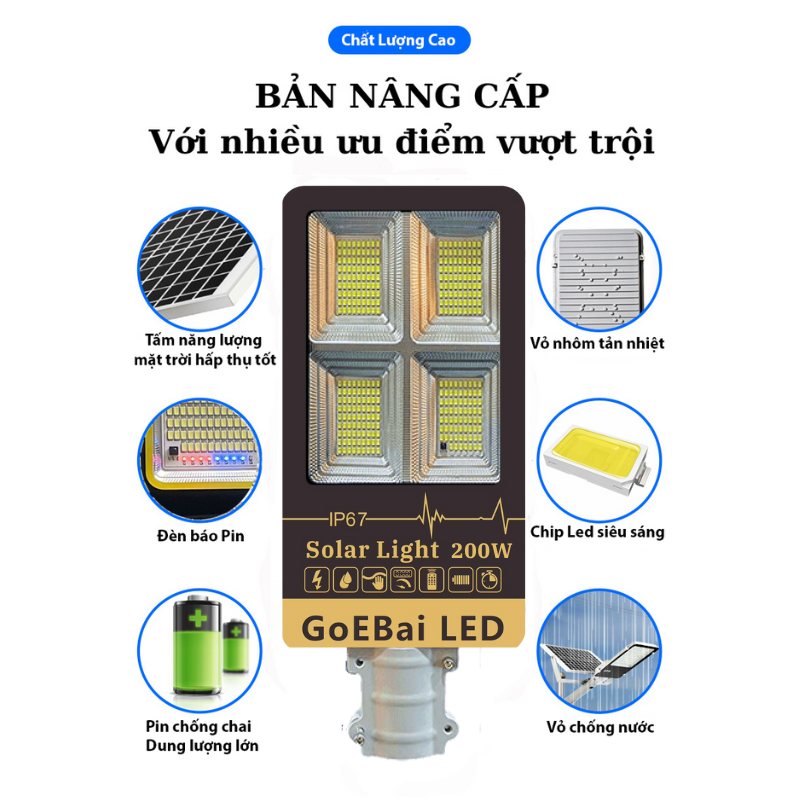 Đèn Đường Bàn Chải Năng Lượng Mặt Trời 200W - Goebai LED_thumbnail_4