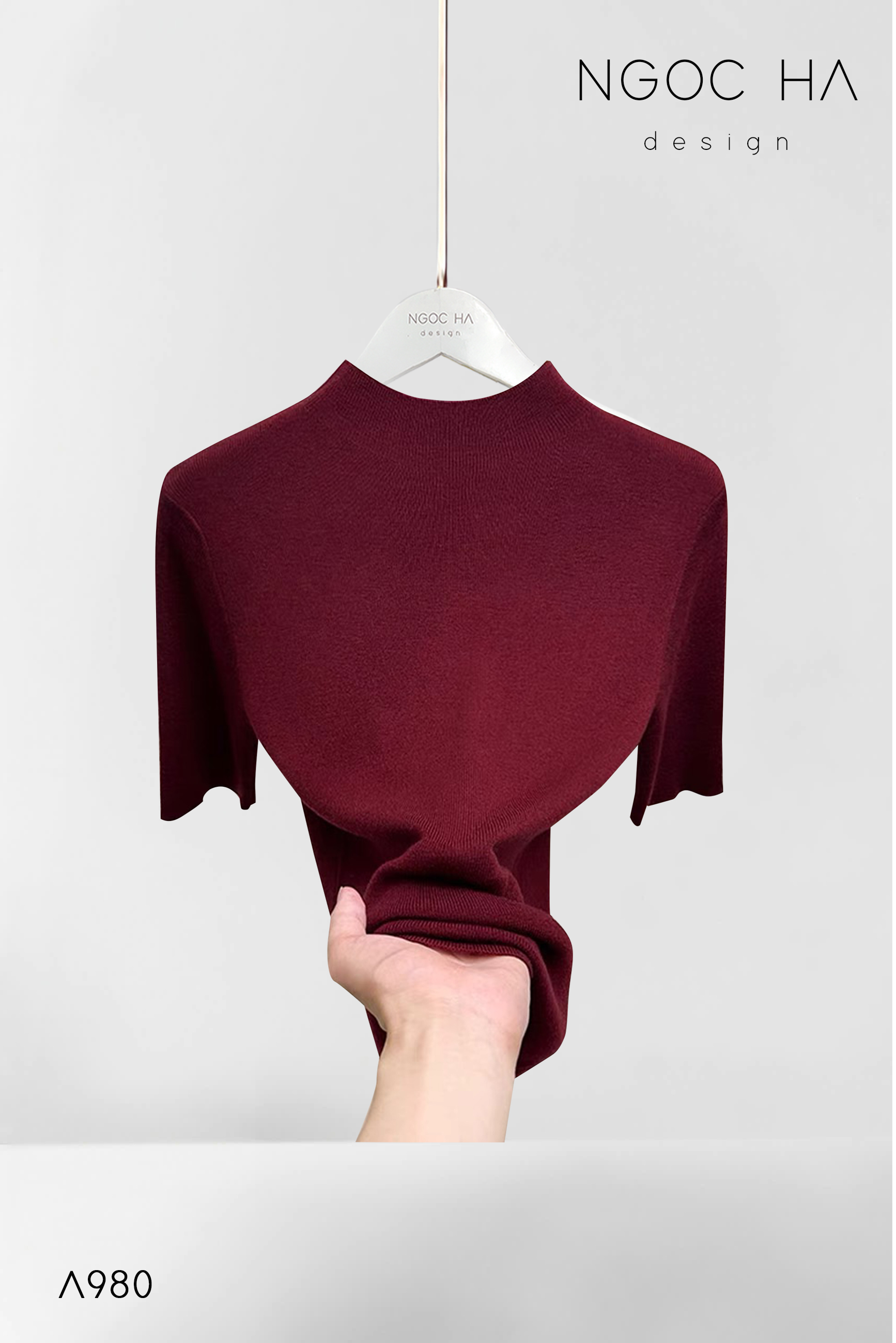 Elain Top_ Áo Len Cổ Cao Tay Cộc A980_thumbnail_3