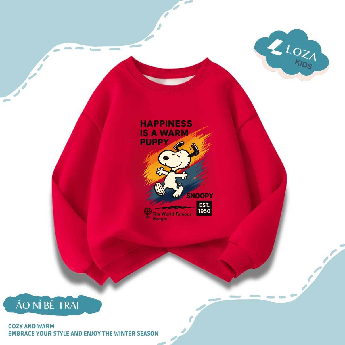 Áo nỉ sweater bé trai hình BST Snoopy nhiều mẫu - Loza Kids IN010_thumbnail_17