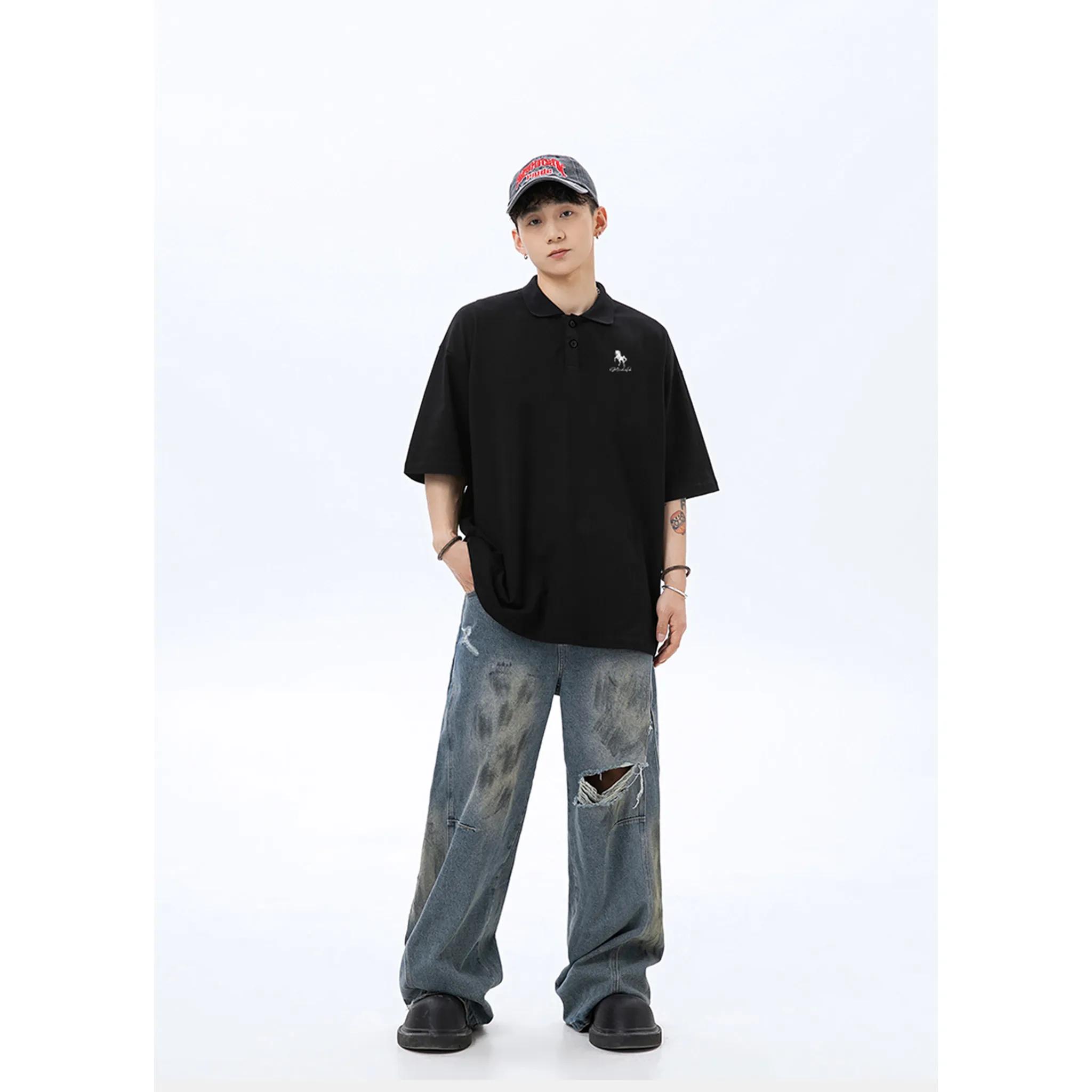 Áo polo nam nữ form rộng basic dễ phối đồ 2538 Miucho Club vải cotton thoáng mát in mix_thumbnail_3