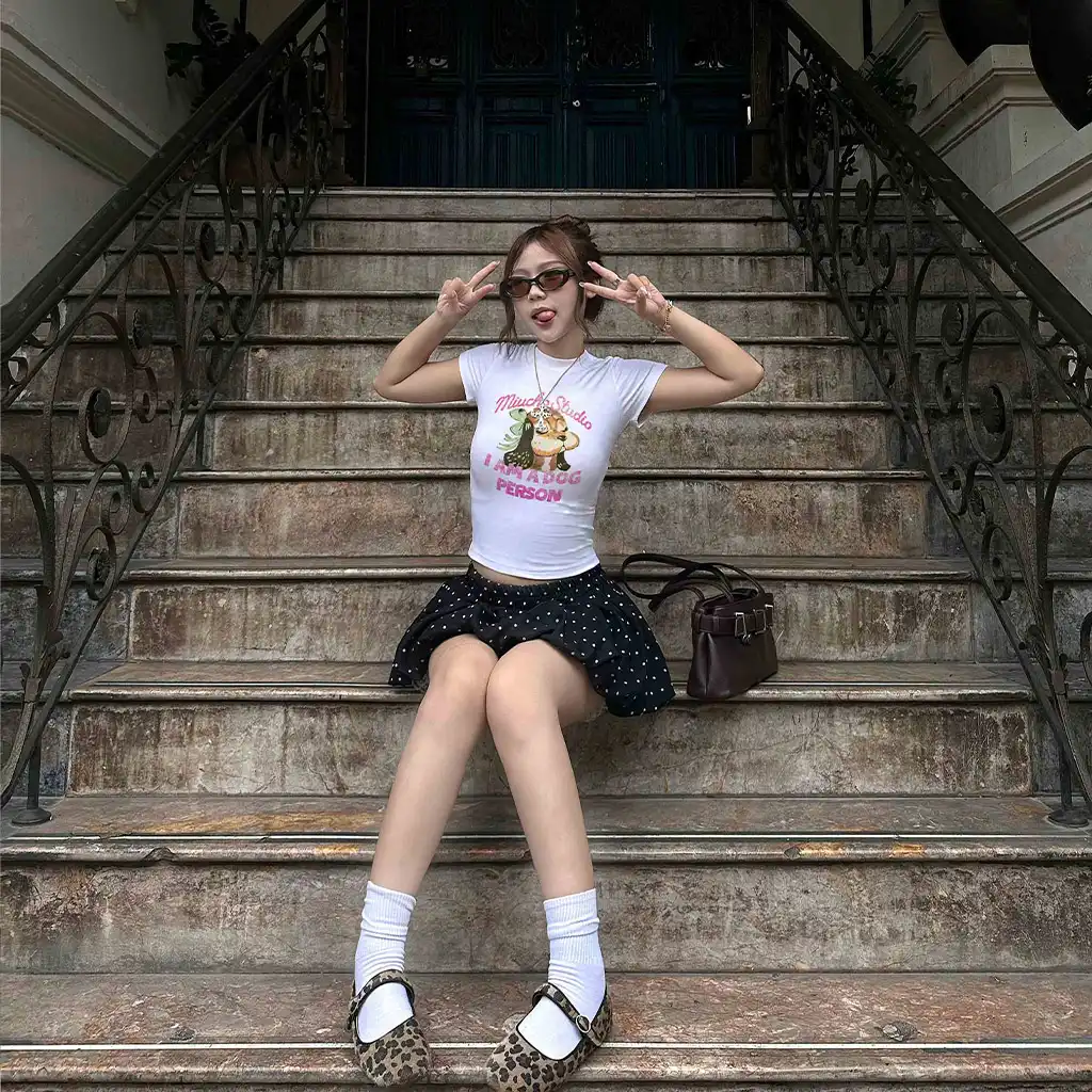 Áo baby tee nữ ôm body hack dáng Beezy vải visco thoáng mát cún in mix dễ thương 3020_thumbnail_6