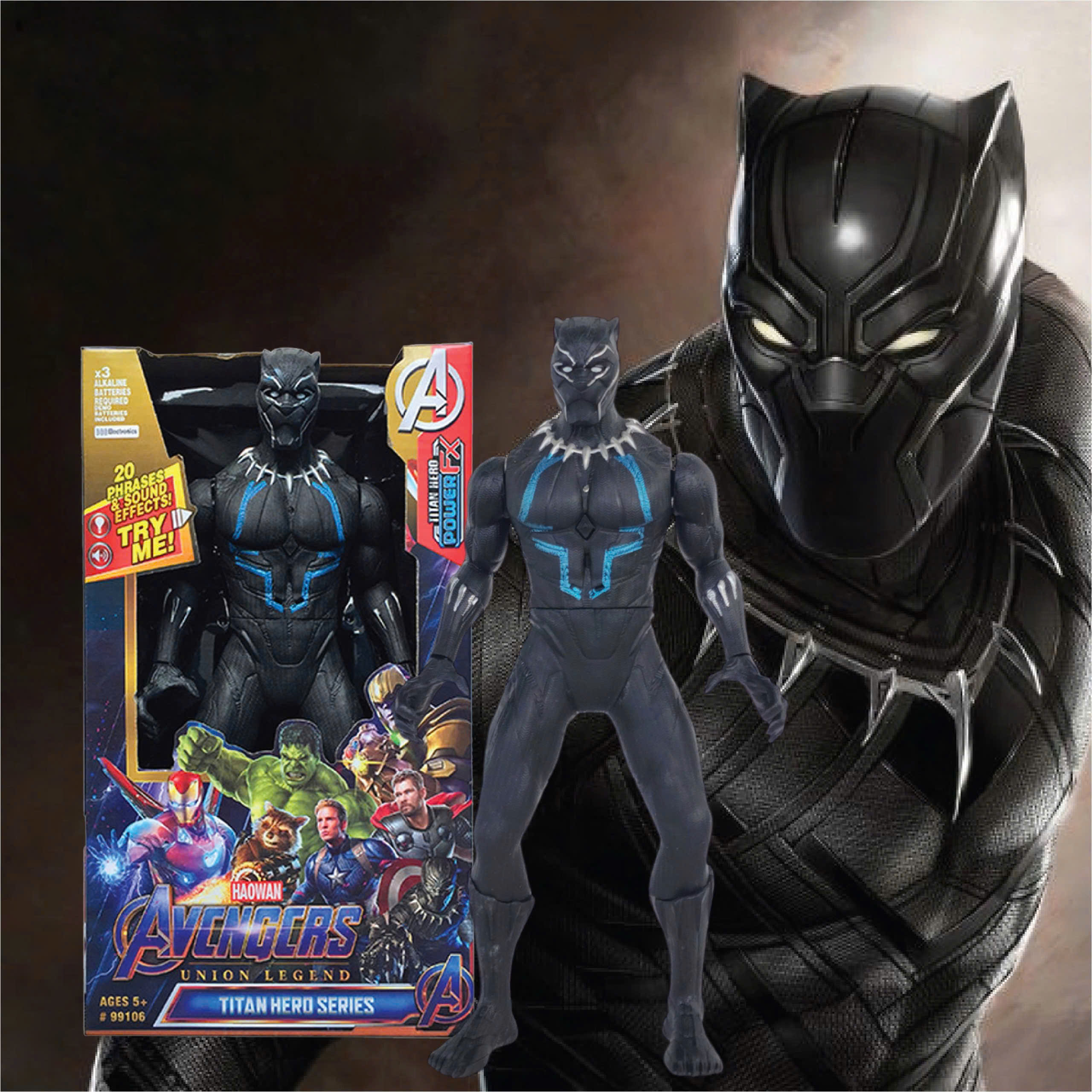 Mô hình nhân vật Black Panther (Có pin)