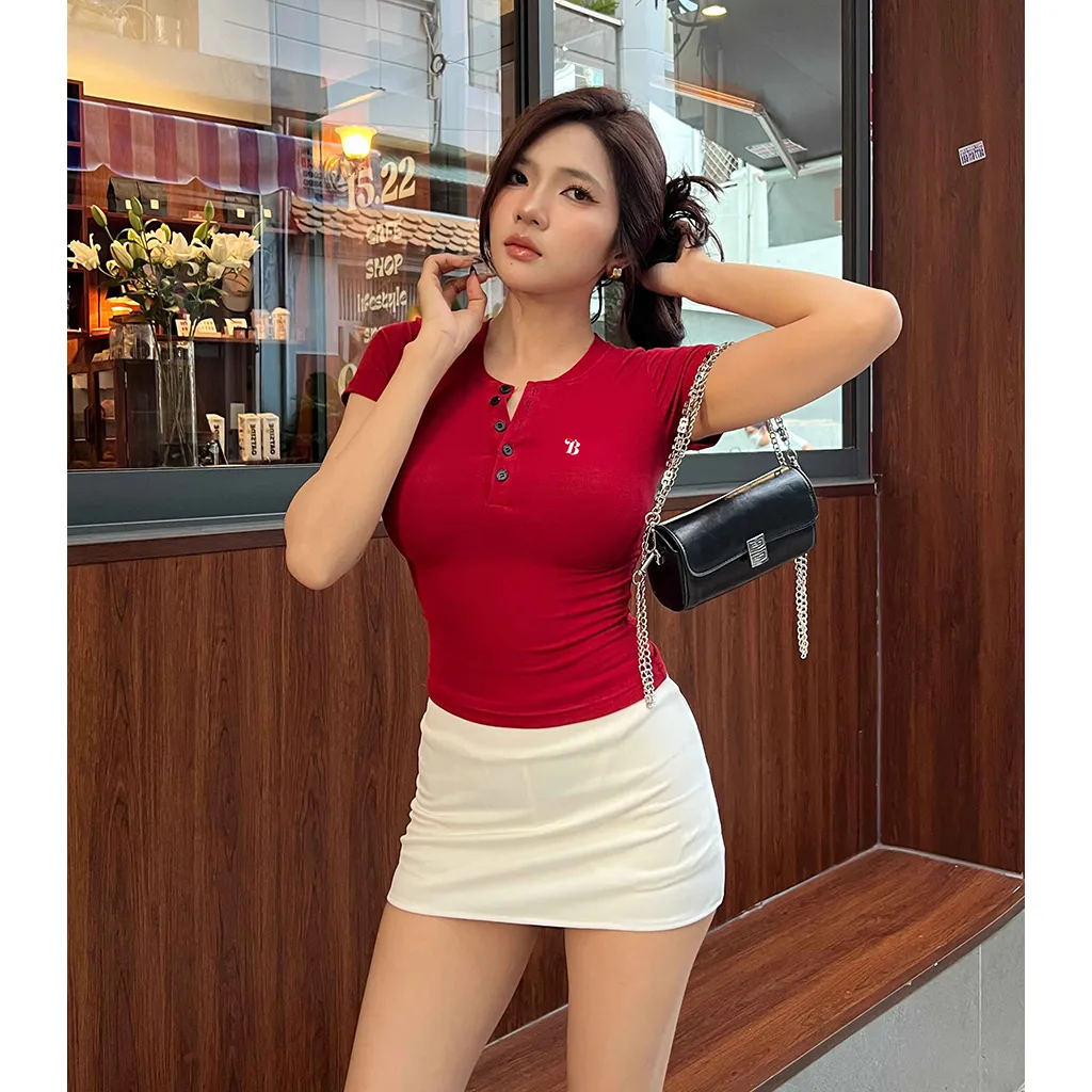 Áo thun cổ nút ôm body Miucho vải visco thoáng mát chuẩn form dễ phối đồ in typography 2732_thumbnail_4