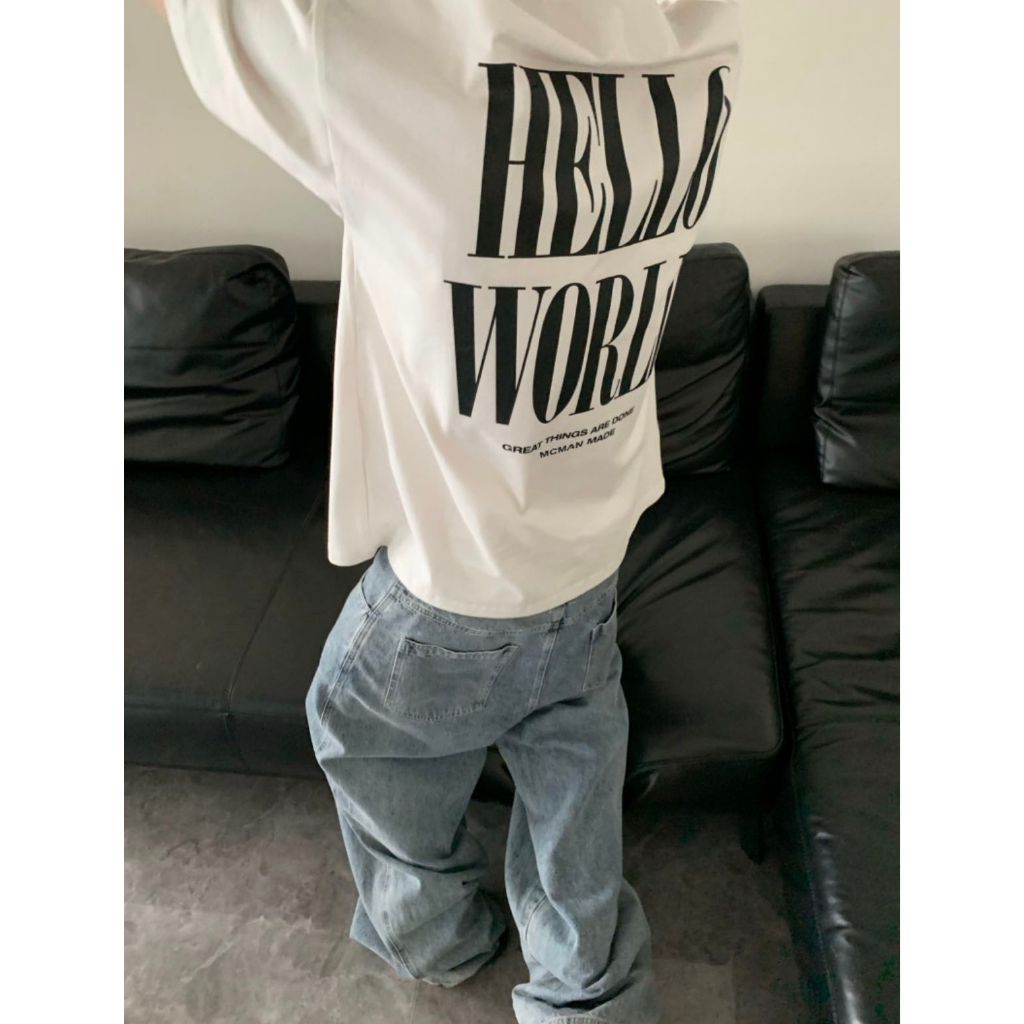 Áo thun nam form rộng ATD93 tay ngắn kiểu hàn quốc unisex vải cotton ATD93 Miucho Man in Typography_thumbnail_3
