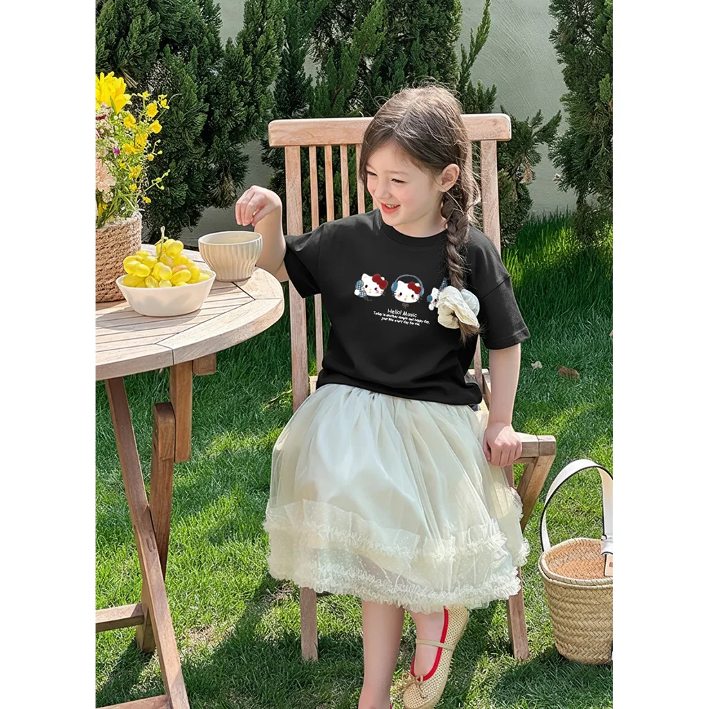 Áo thun form rộng cho bé gái Kado vải cotton co giãn 4 chiều thoáng mát Kitty dễ thương in mix 2887_thumbnail_4