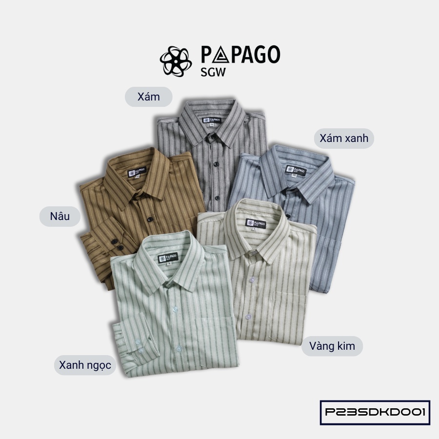Áo sơ mi nam trung niên PAPAGO tay dài lai bầu vải xô đũi kẻ dọc - P23SDKD001_thumbnail_4
