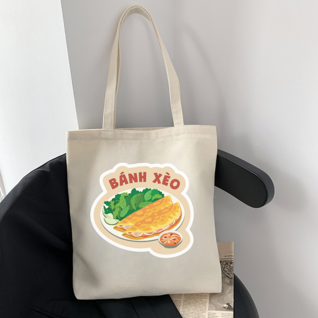 Túi Tote BST Ẩm thực đường phố Việt Nam - Túi vải canvas có túi phụ và khoá kéo đựng vừa A4 (33x37cm) - TOTE22_thumbnail_5