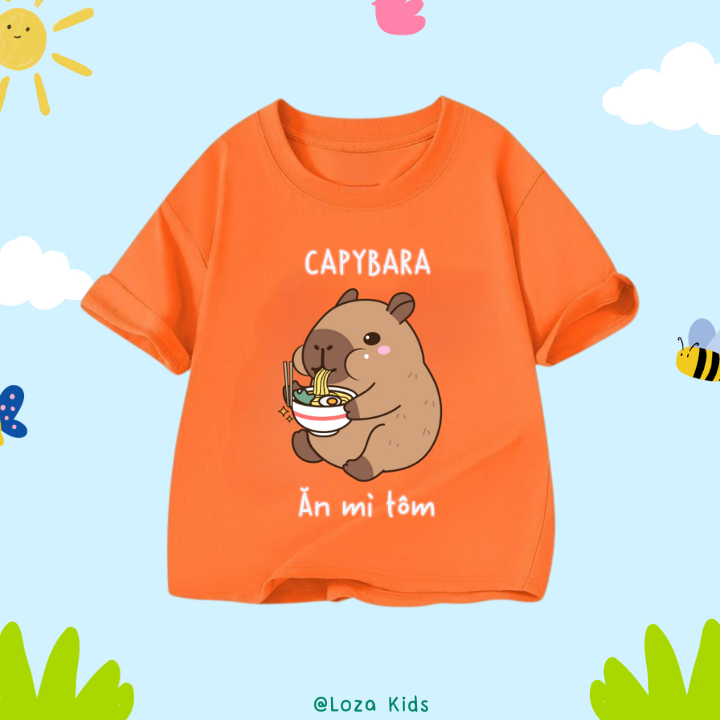 Áo thun cho bé in hình 'Capybara ăn mì tôm' - Loza Kids AT2784_thumbnail_4