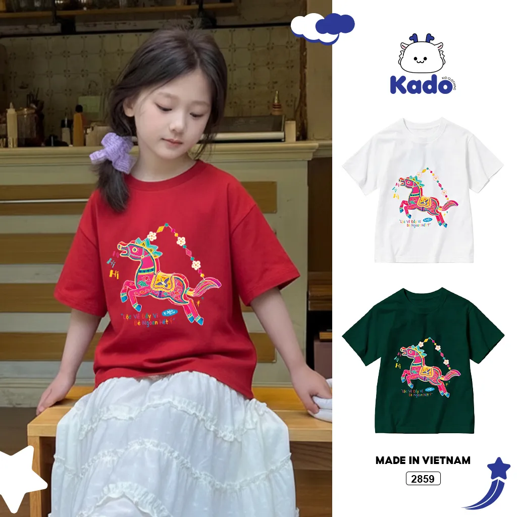 Áo thun cho bé gái Kado vải cotton thoáng mát mềm mại thoải mái Tuổi Ngọ in mix 2859_thumbnail_11