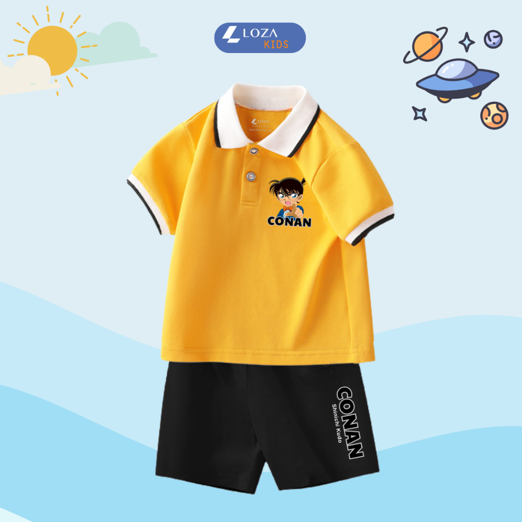 Bộ đồ polo bé trai in hình Conan - Loza Kids BV280_thumbnail_1
