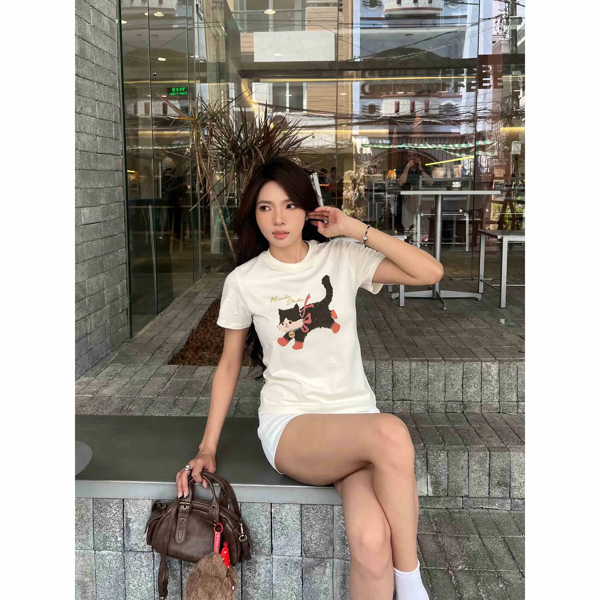 Áo baby tee hình mèo dễ thương 2517 Miucho vải cotton thoáng mát cổ tròn in mix_thumbnail_4