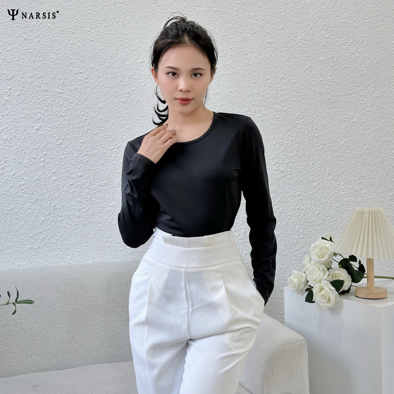 ÁO GIỮ NHIỆT NỮ DÀI TAY CAO CẤP NARSIS CHẤT NỈ GIỮ NHIỆT CO GIÃN TỐT LÓT NỈ CỔ TRÒN ÔM NHẸ L23001..._thumbnail_0