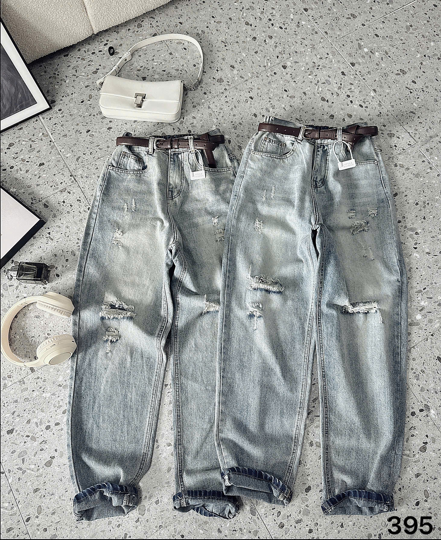 BIGSIZE- Quần jean baggy lưng thun rách T-QJ395_thumbnail_1