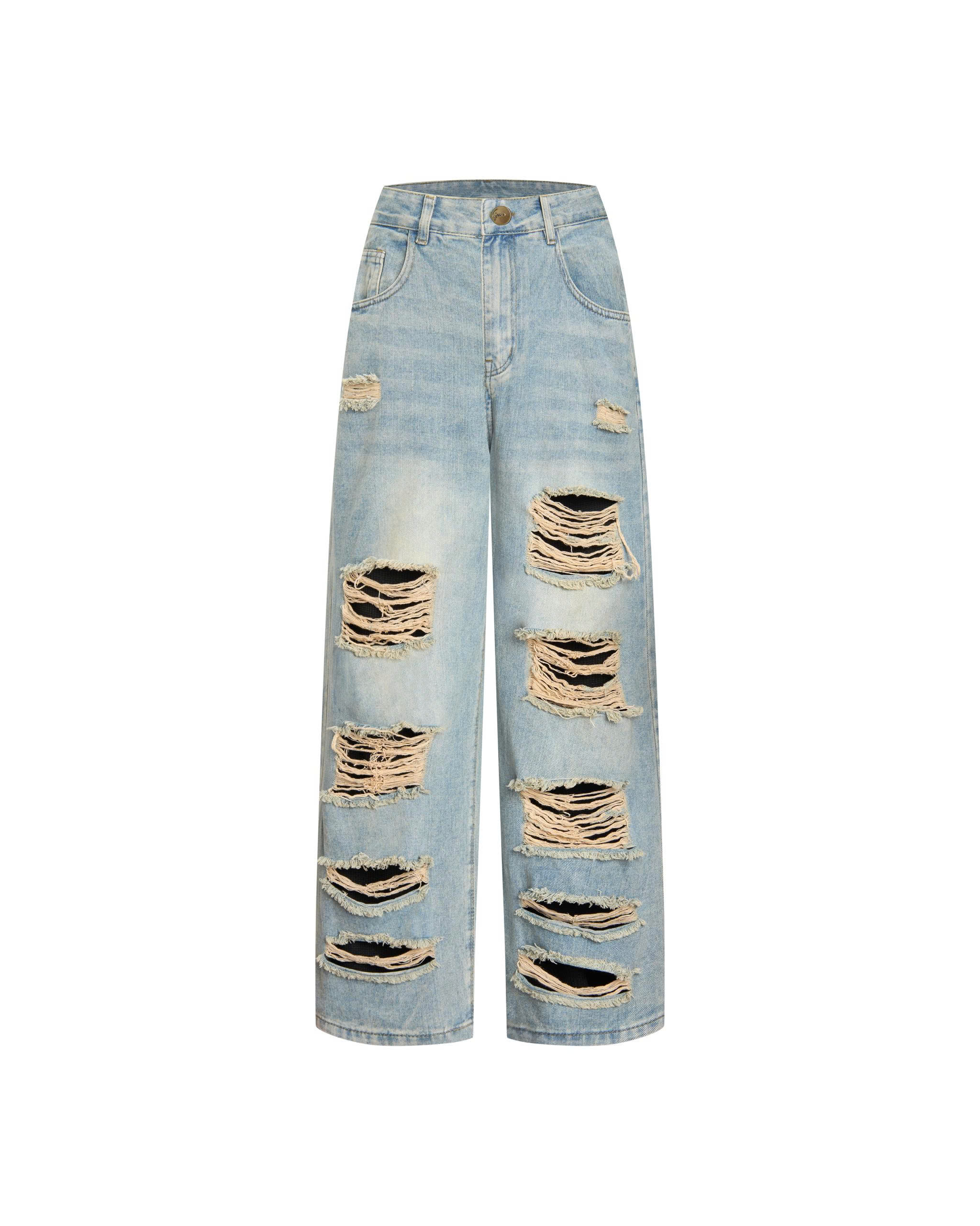 Quần jean suông 97cm siêu rách bigsize QJ5029