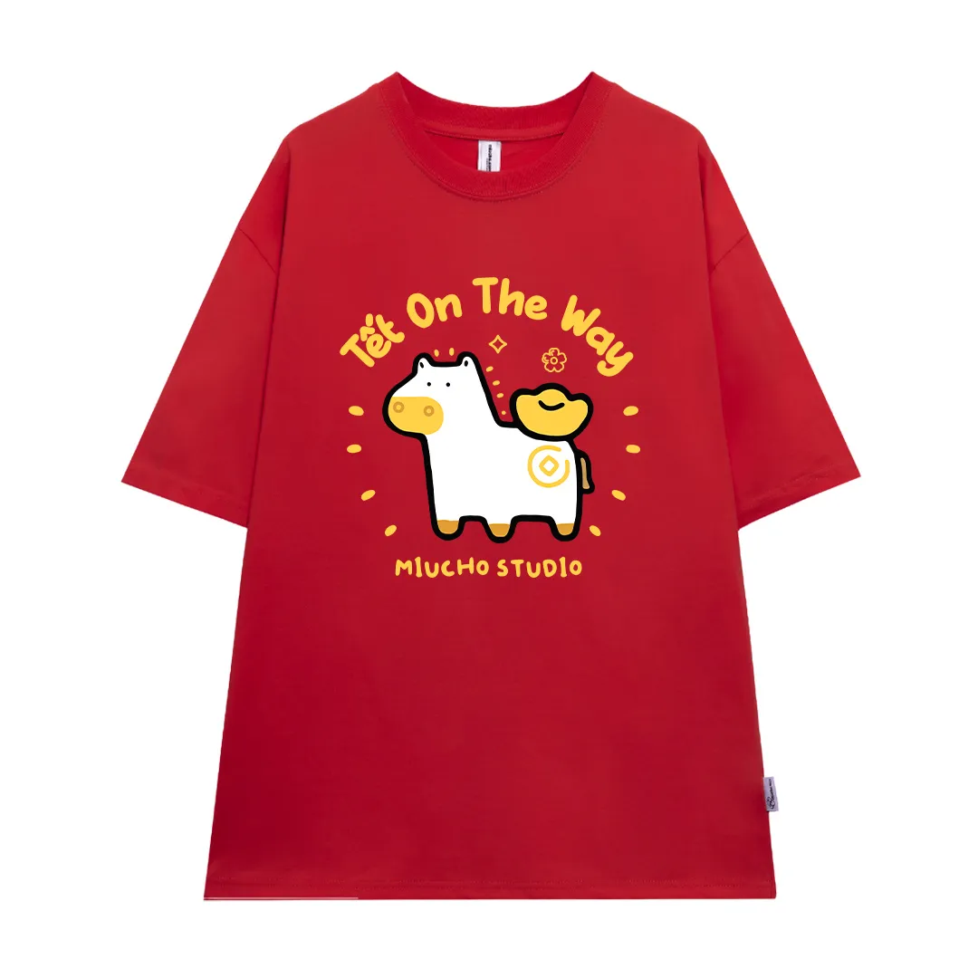 Áo thun form rộng unisex Miucho vải thoáng mát thấm hút tốt Tết On The Way 2888_thumbnail_11