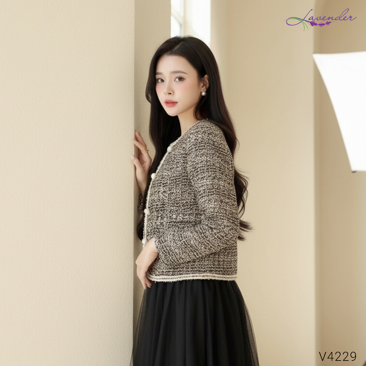 Áo dạ tweed phối viền cổ tròn V4229_thumbnail_3