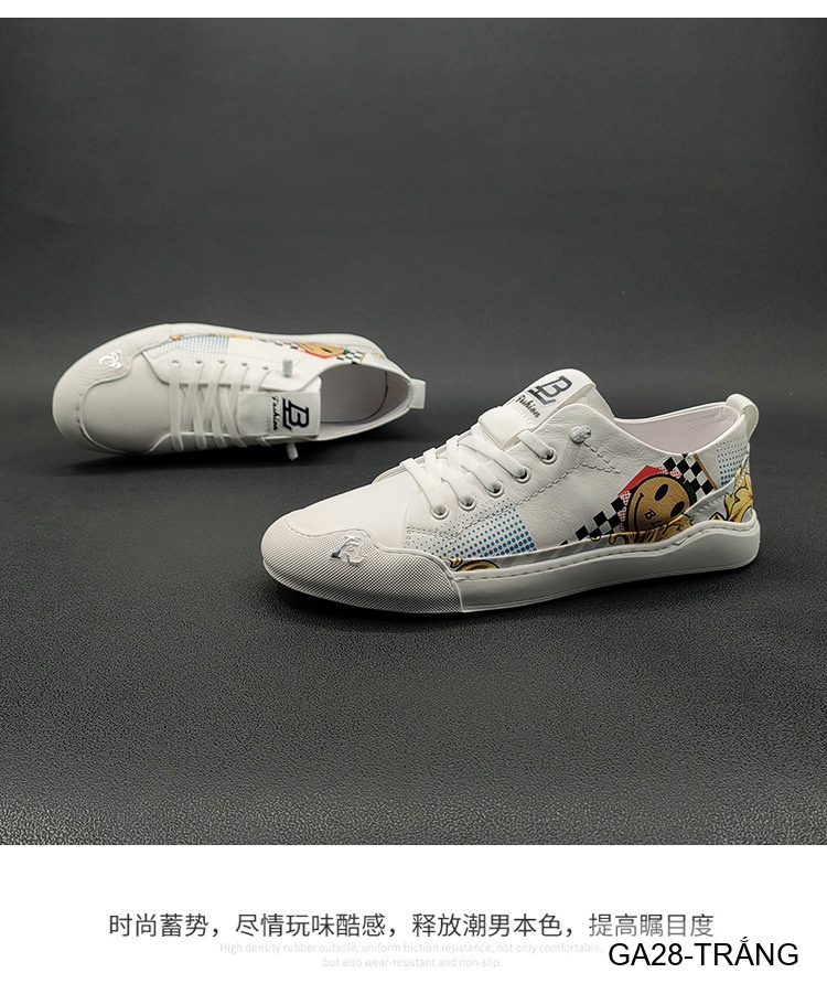 GA28 - Giày Sneaker Nam Da Bò Thiết Kế Smile Độc Đáo, Phong Cách Thường Ngày_thumbnail_8