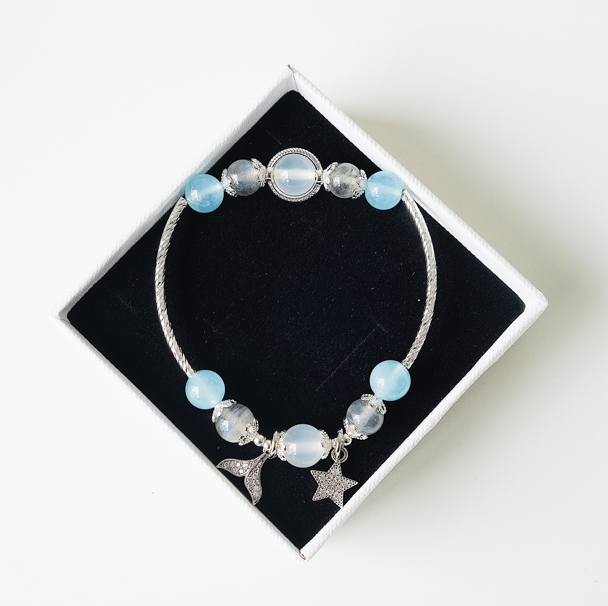 PT133 - Lắc bạc đá Xà cừ & Aqua