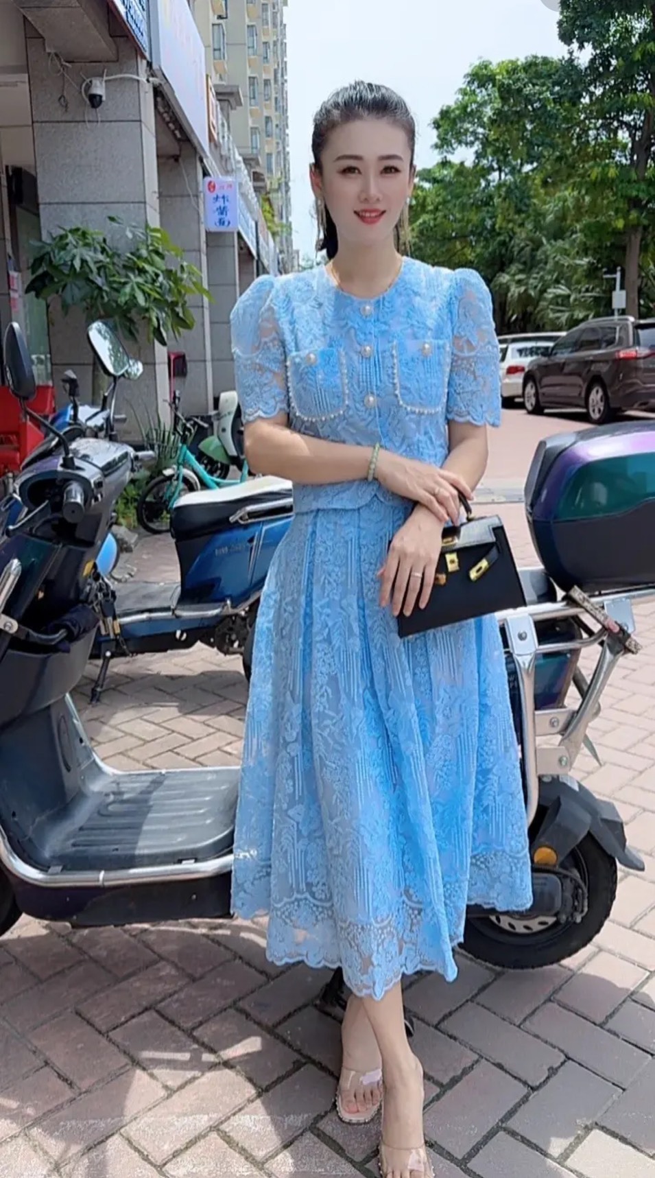 Set nguyên bộ Áo váy ren xếp ly phong cách hàn quốc_thumbnail_2