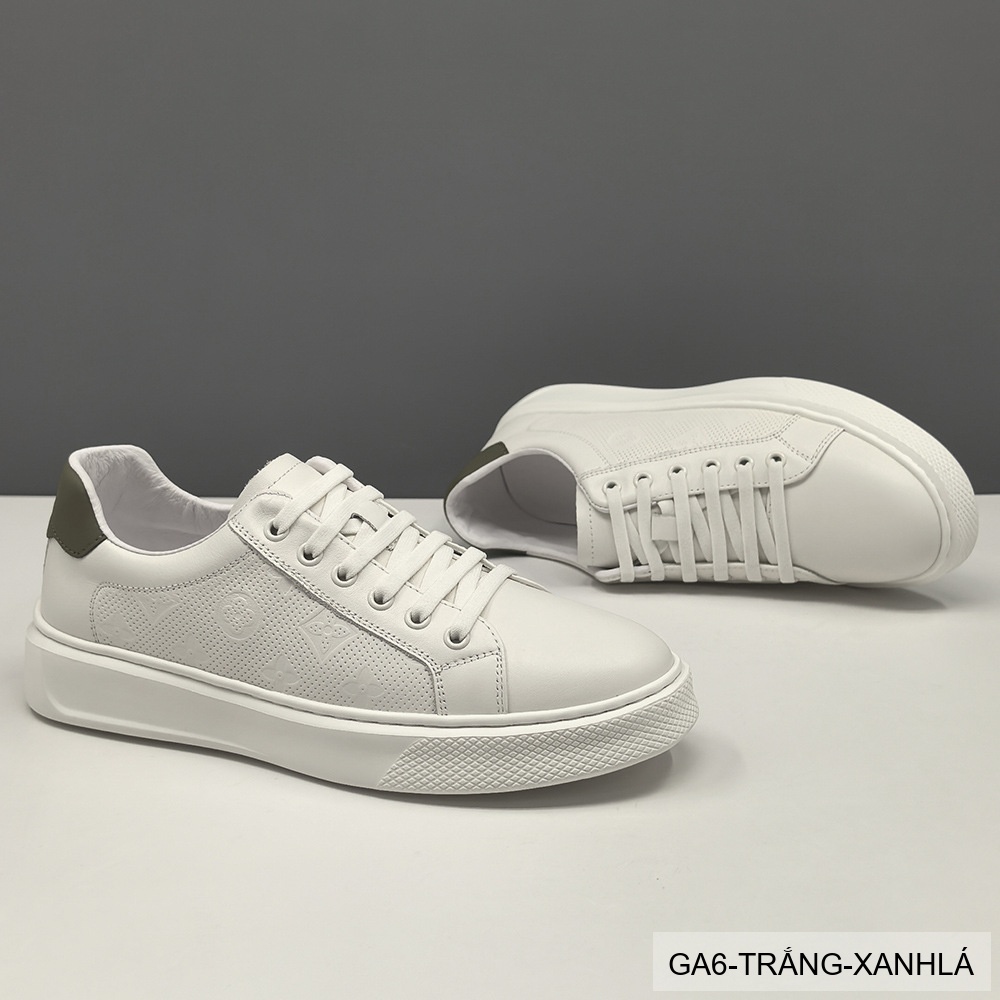 GA6 - Giày Sneaker Nam Da Bò Phong Cách Hàn, Đế Bằng Thoáng Khí, Màu Trắng Xanh Lá Đen_thumbnail_4
