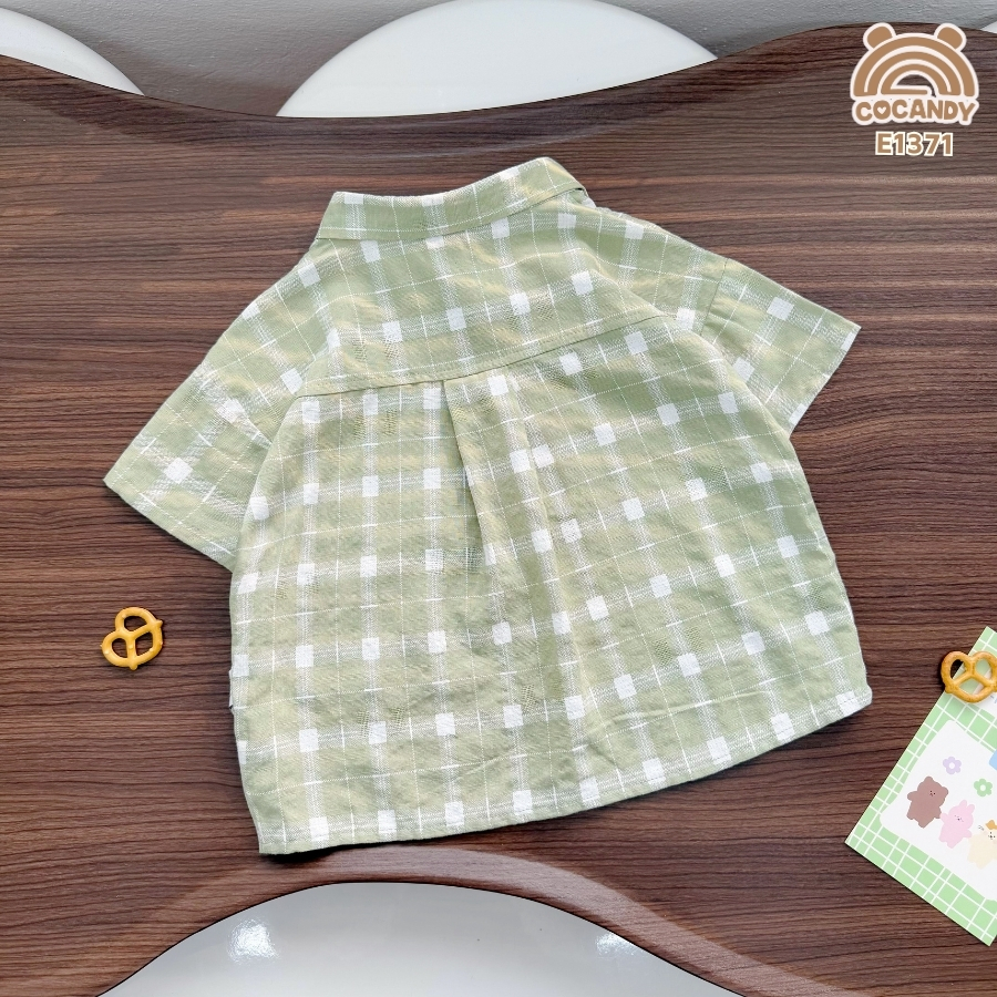 Áo cộc sơ mi caro XANH LÁ phối túi ngực kiểu_thumbnail_2