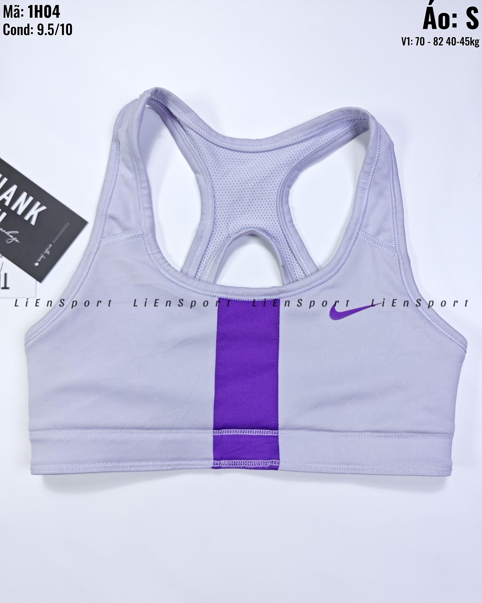 Nike Áo bra thể thao Nữ Size S Tím pastel trắng Auth 2nd Thiết kế 2 lớp nâng đỡ Quai chữ X lưng Vải co giãn thấm hút tốt Logo Swoosh ép nhiệt Phù hợp gym yoga chạy bộ Mã:1H04_thumbnail_3
