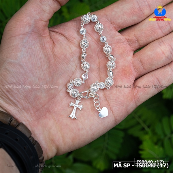 Lắc tay bi bạc Thánh giá treo M68_thumbnail_2