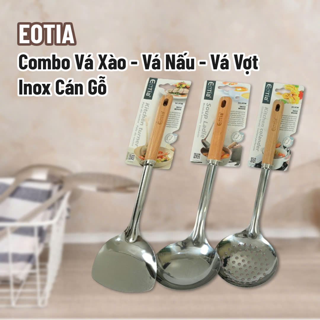 Combo Bộ Xào Inox Cán Gỗ