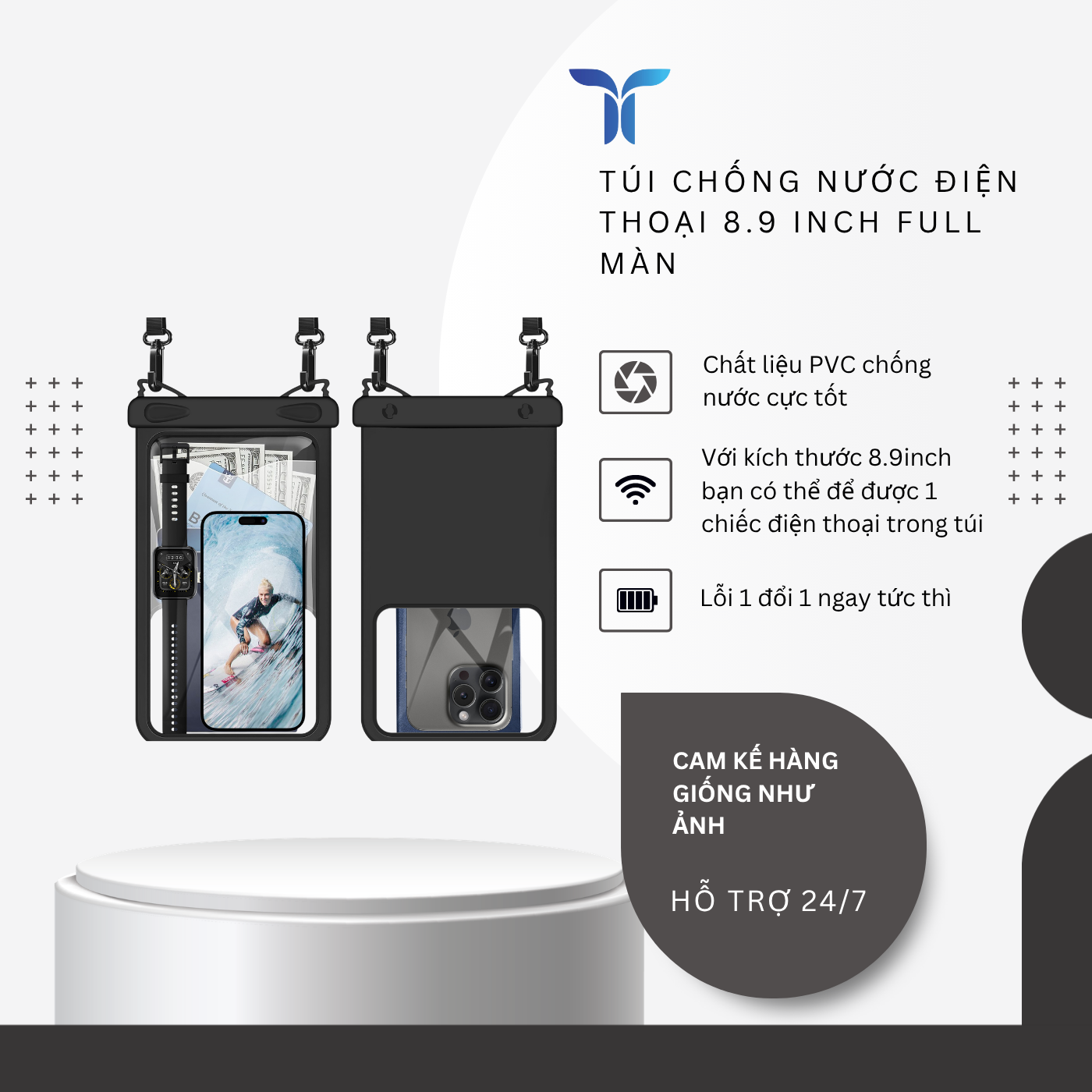 T-ECO SHOP Túi Chống Nước Điện Thoại 8.9 inch Full Màn – Chụp Ảnh, Quay Video Dưới Nước, Đi Biển Bơi Lội_thumbnail_1