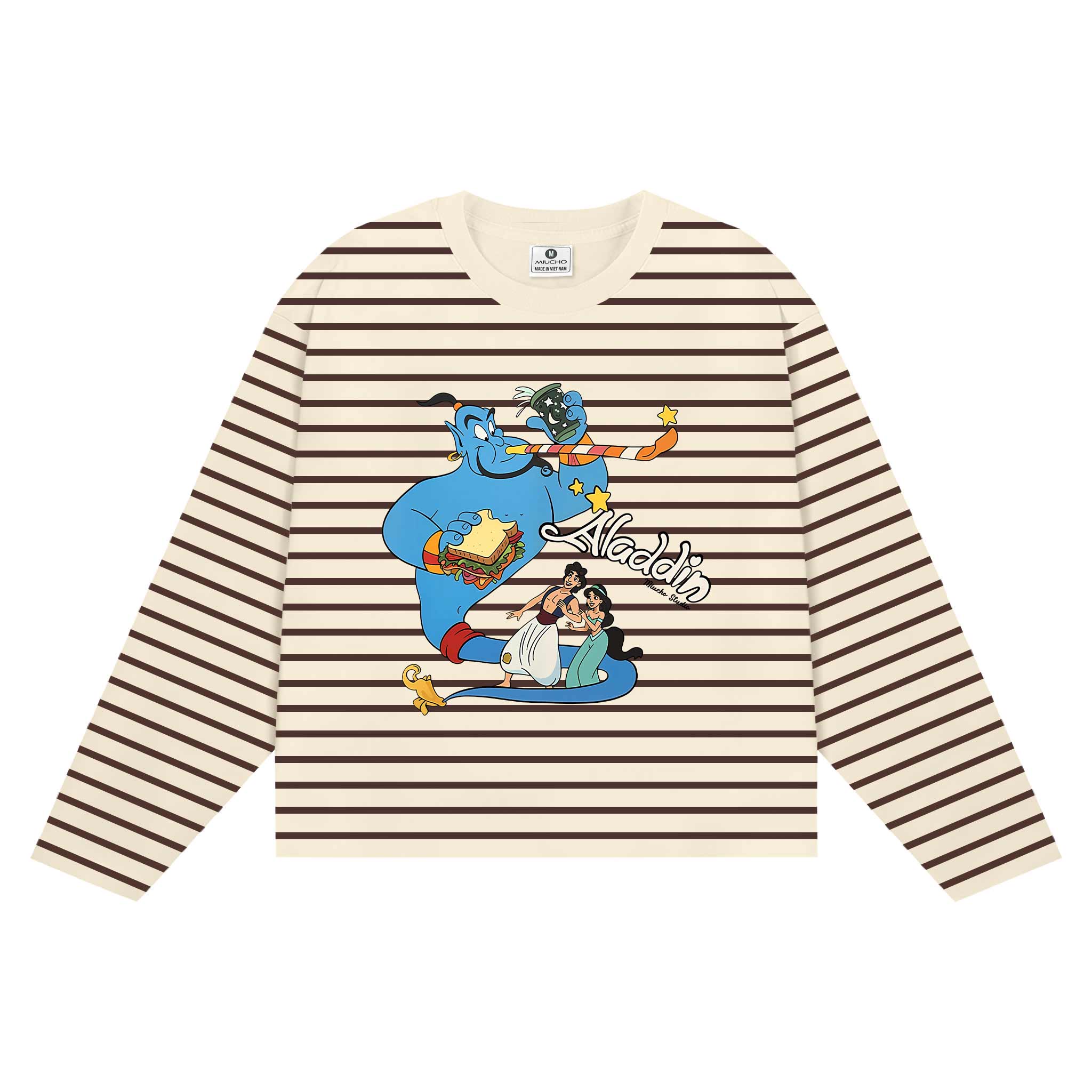 Áo thun boxy unisex Miucho vải rib thoáng mát tay dài cổ tròn Aladin in mix 2696_thumbnail_3