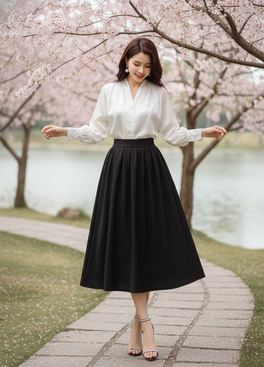 Set áo phối chân váy dài xếp ly_thumbnail_3