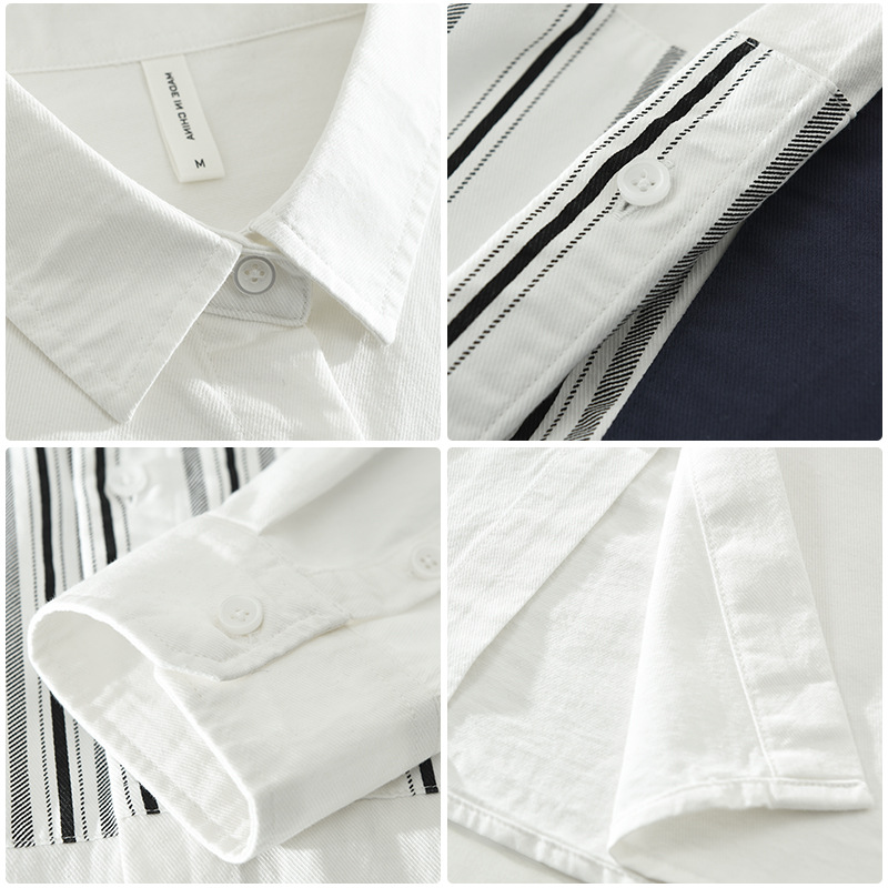 Áo Sơ Mi Dài Tay Sọc Nối Nhật Bản Nam – Phong Cách Nghệ Thuật, Dáng Rộng Thời Trang, Chất Cotton Thoáng Khí_thumbnail_2