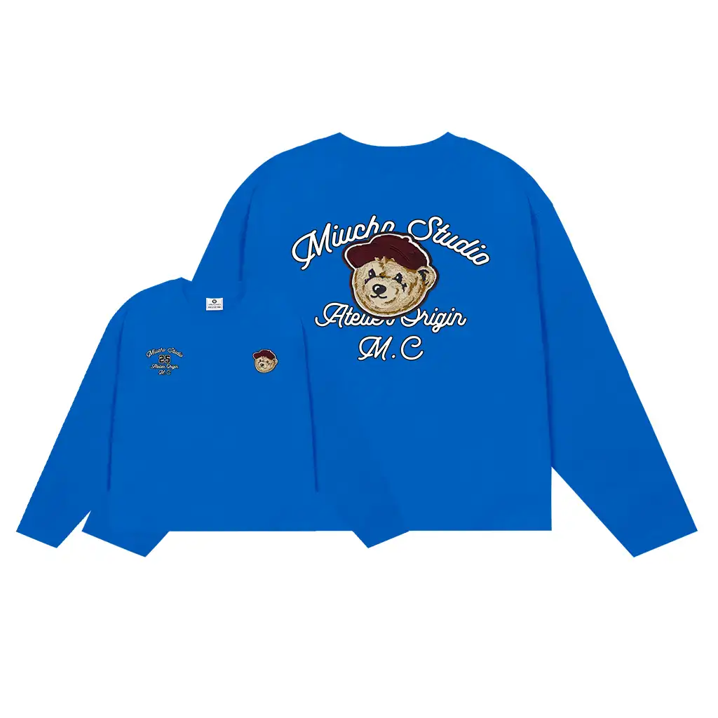 Áo thun form boxy tay dài Miucho Studio cotton 2 chiều dày dặn thoáng mát cổ tròn in mix 2703