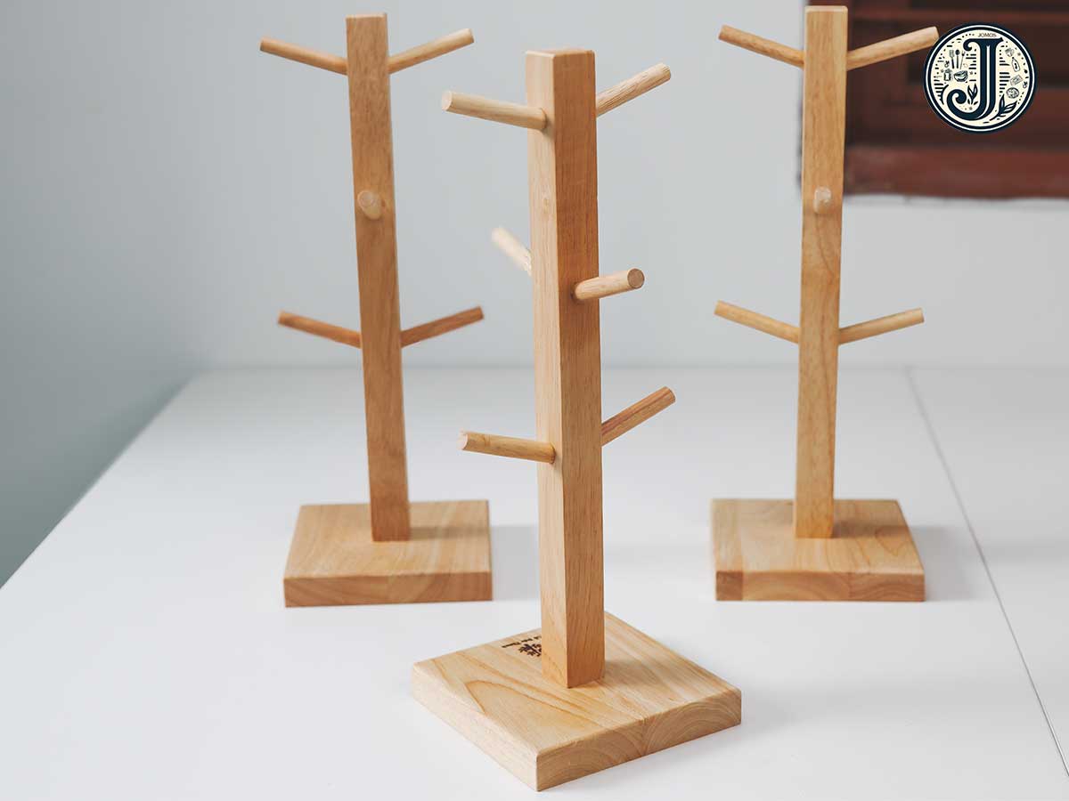 Giá treo ly bằng gỗ cao 33cm J000152