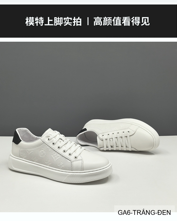 GA6 - Giày Sneaker Nam Da Bò Phong Cách Hàn, Đế Bằng Thoáng Khí, Màu Trắng Xanh Lá Đen_thumbnail_22