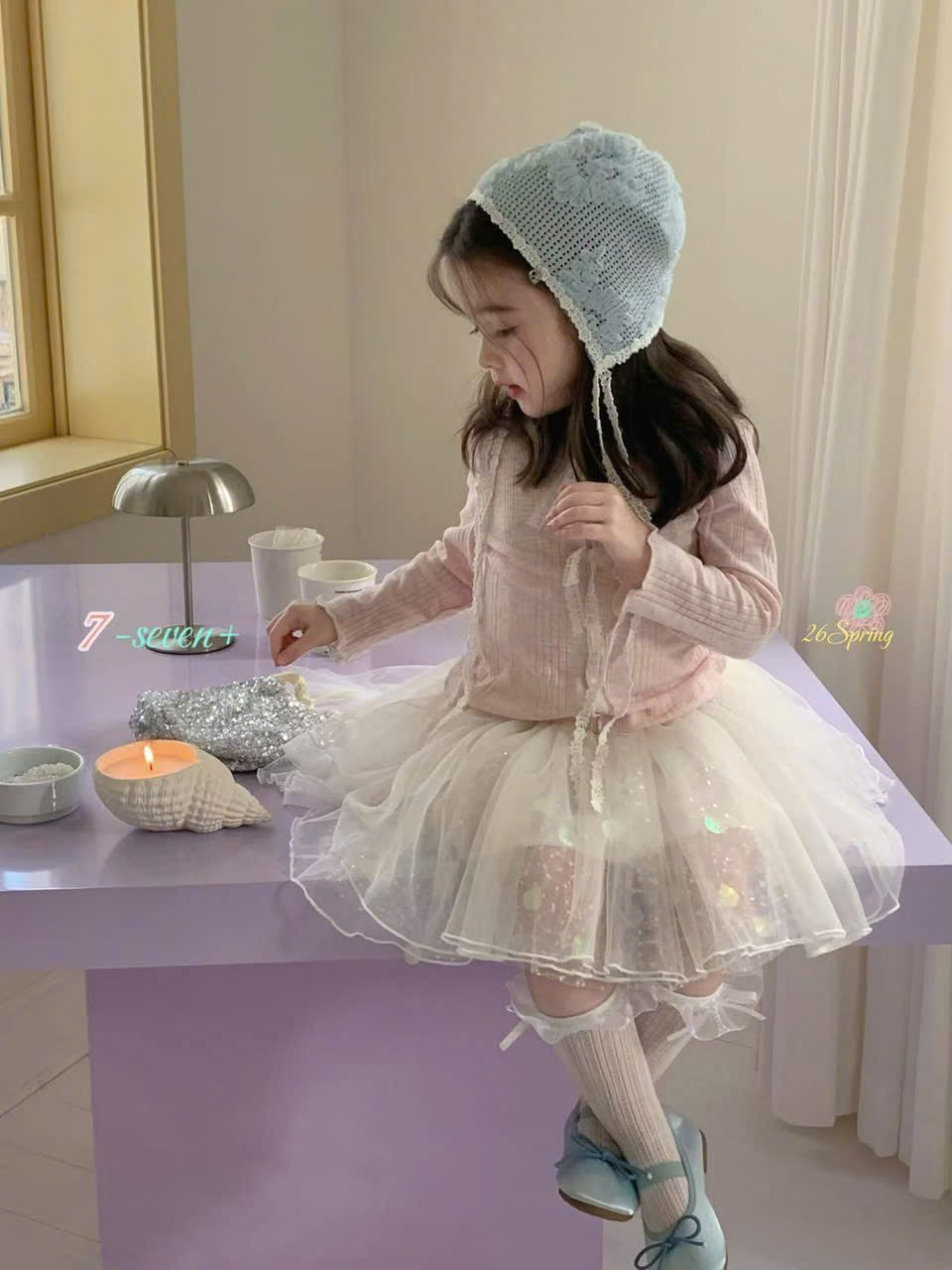 (H44) Chân váy voan trắng kem Seven