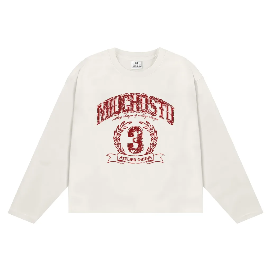 Áo thun boxy tay dài MIUCHOSTU 2635 vải cotton thoáng mát co giãn chuẩn form in mix