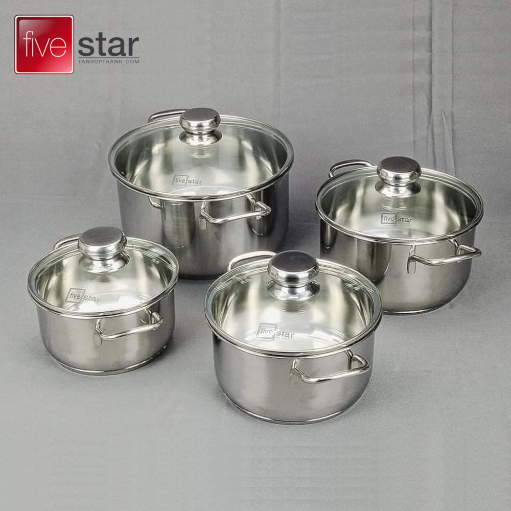 Bộ 3 nồi Inox 3 đáy Fivestar Royal Cool FS-B3010 nắp kính
