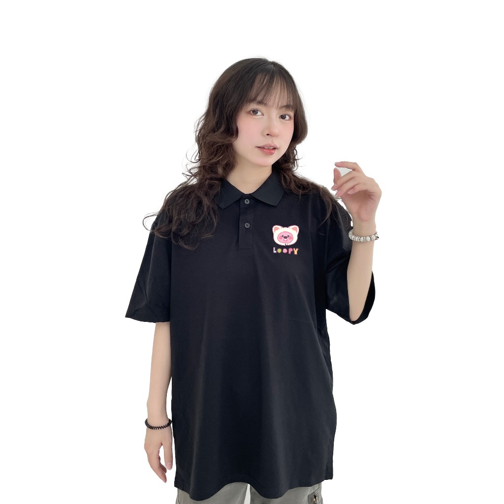Áo polo loopy dễ thương unisex local brand form rộng PLD735 chất cotton Miucho in graphic_thumbnail_3