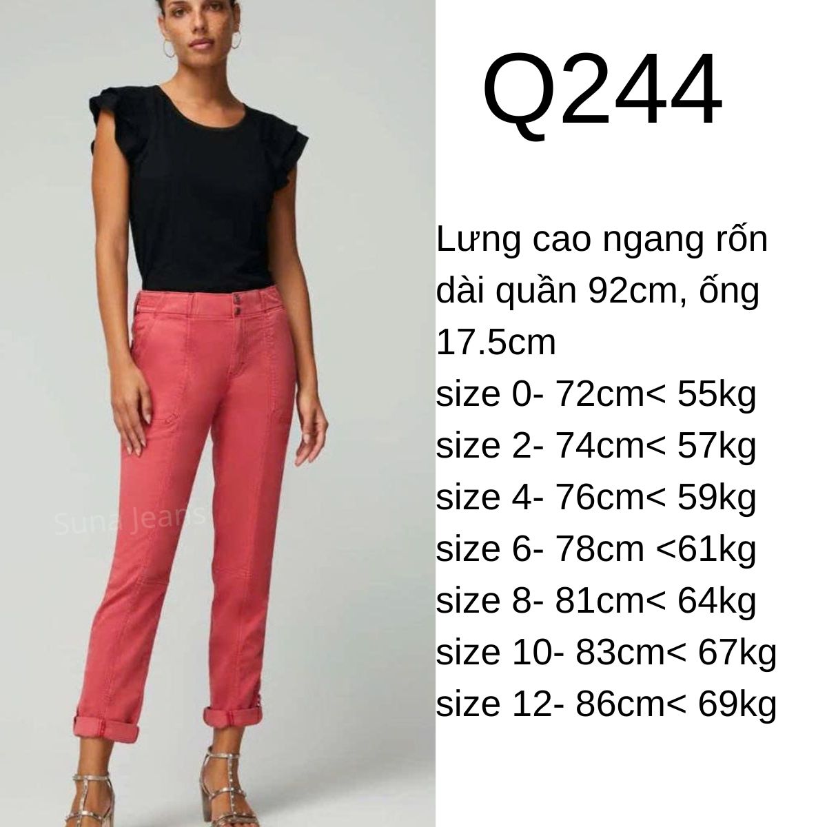Q244- Kaki jeans - WH- đỏ