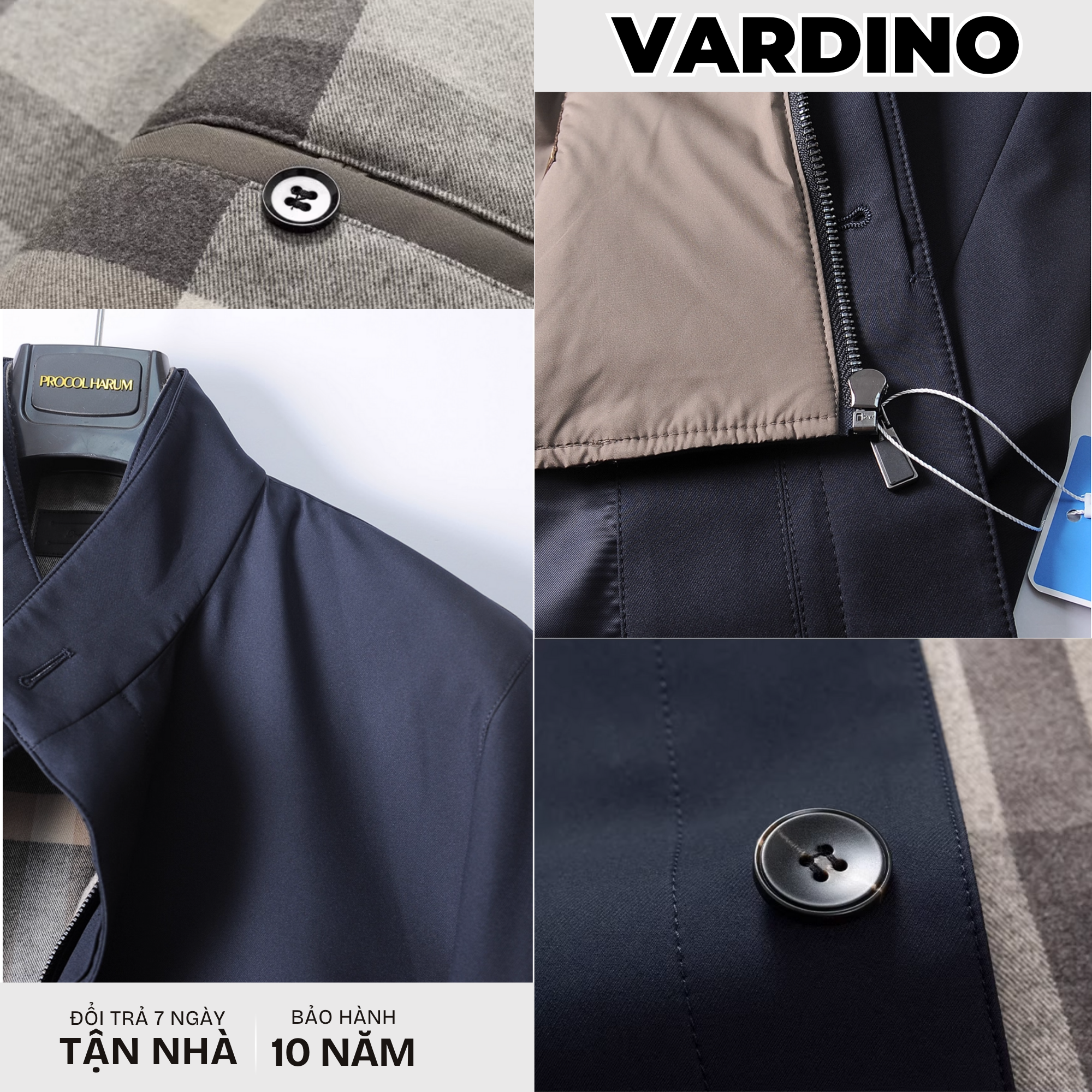 Áo khoác mangto nam công sở Vardino AK26 lót lông vũ tháo rời_thumbnail_4