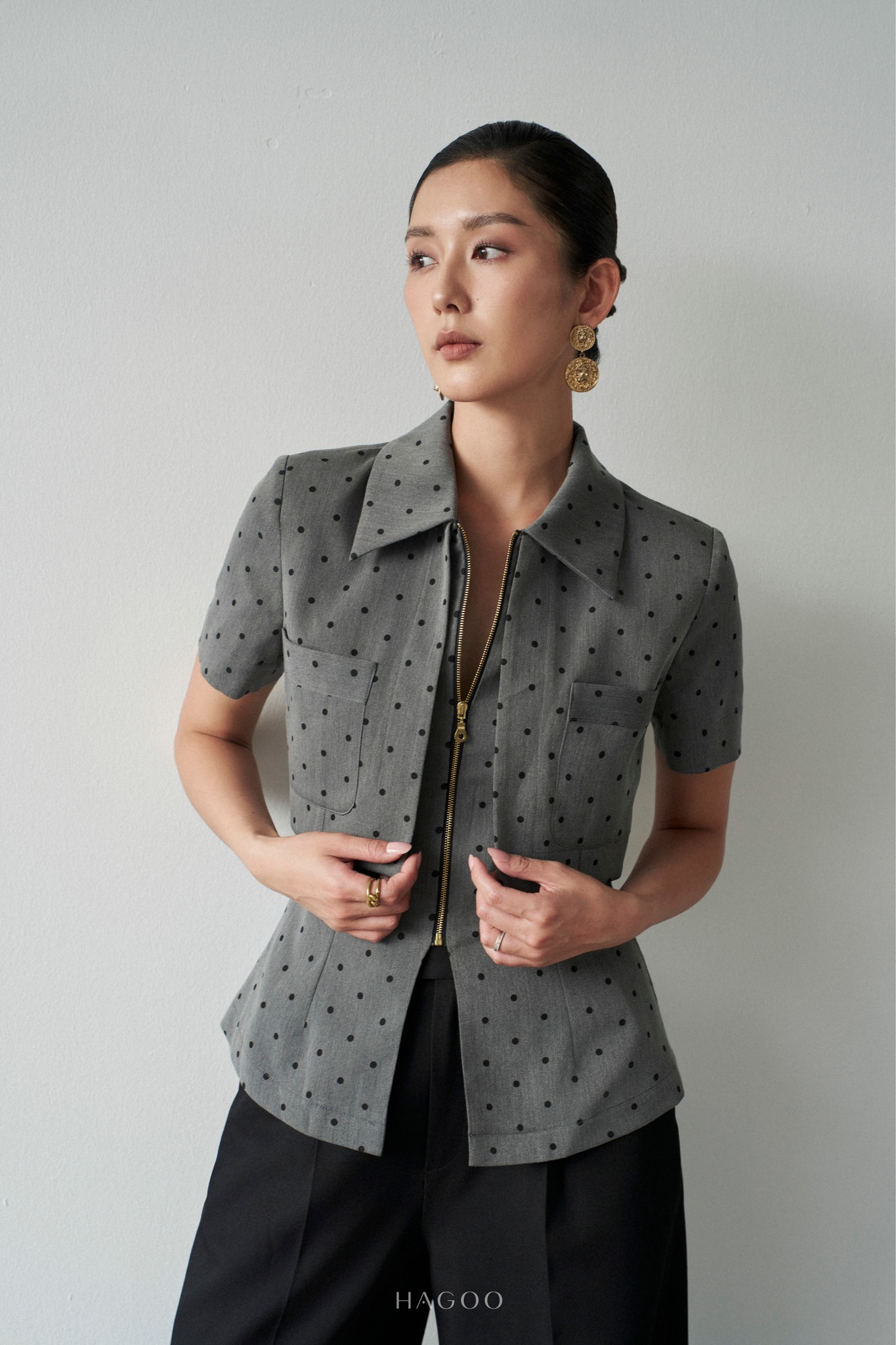 Áo ký giả hai tà chấm bi HAGOO_thumbnail_3