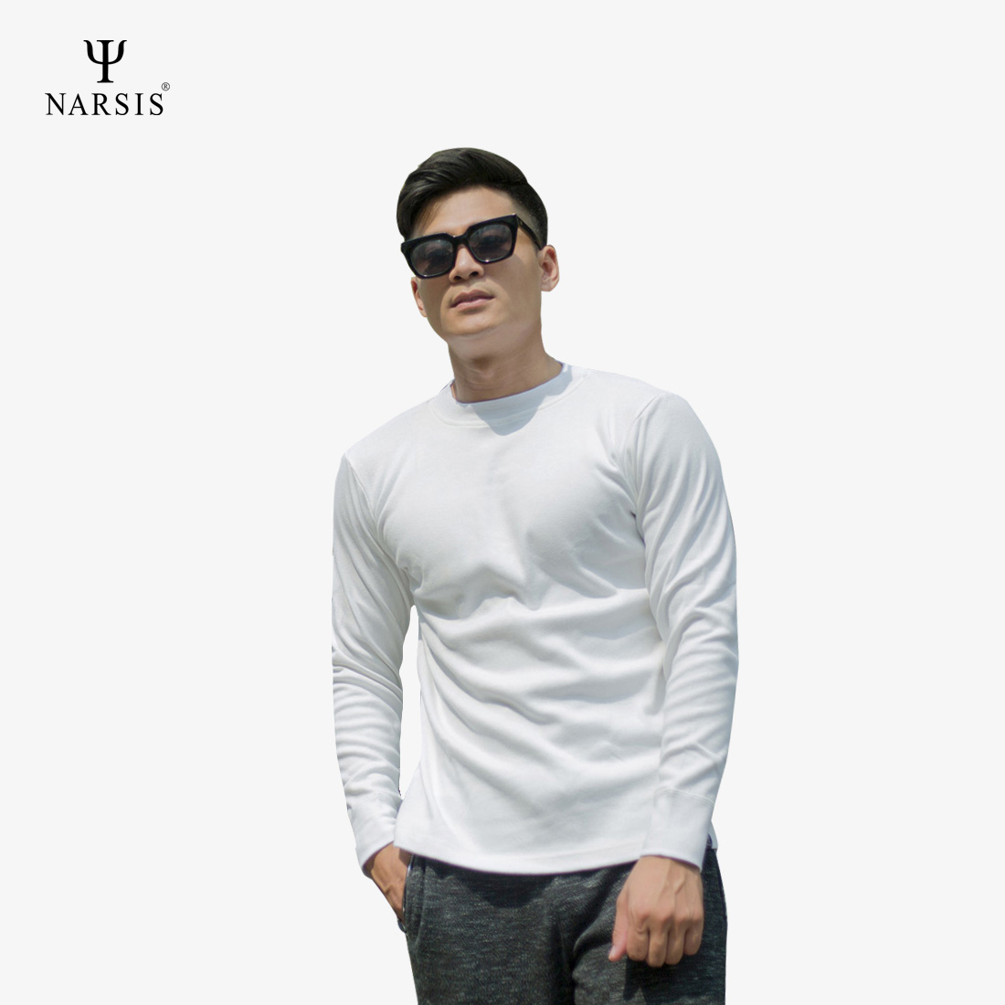 ÁO NAM NARSIS  MÀU TRẮNG D3028 NARSIS CHẤT LIỆU THOÁNG MÁT, DỄ CHỊU, THOẢI MÁI CẢ NGÀY, DỄ VẬN ĐỘNG_thumbnail_2