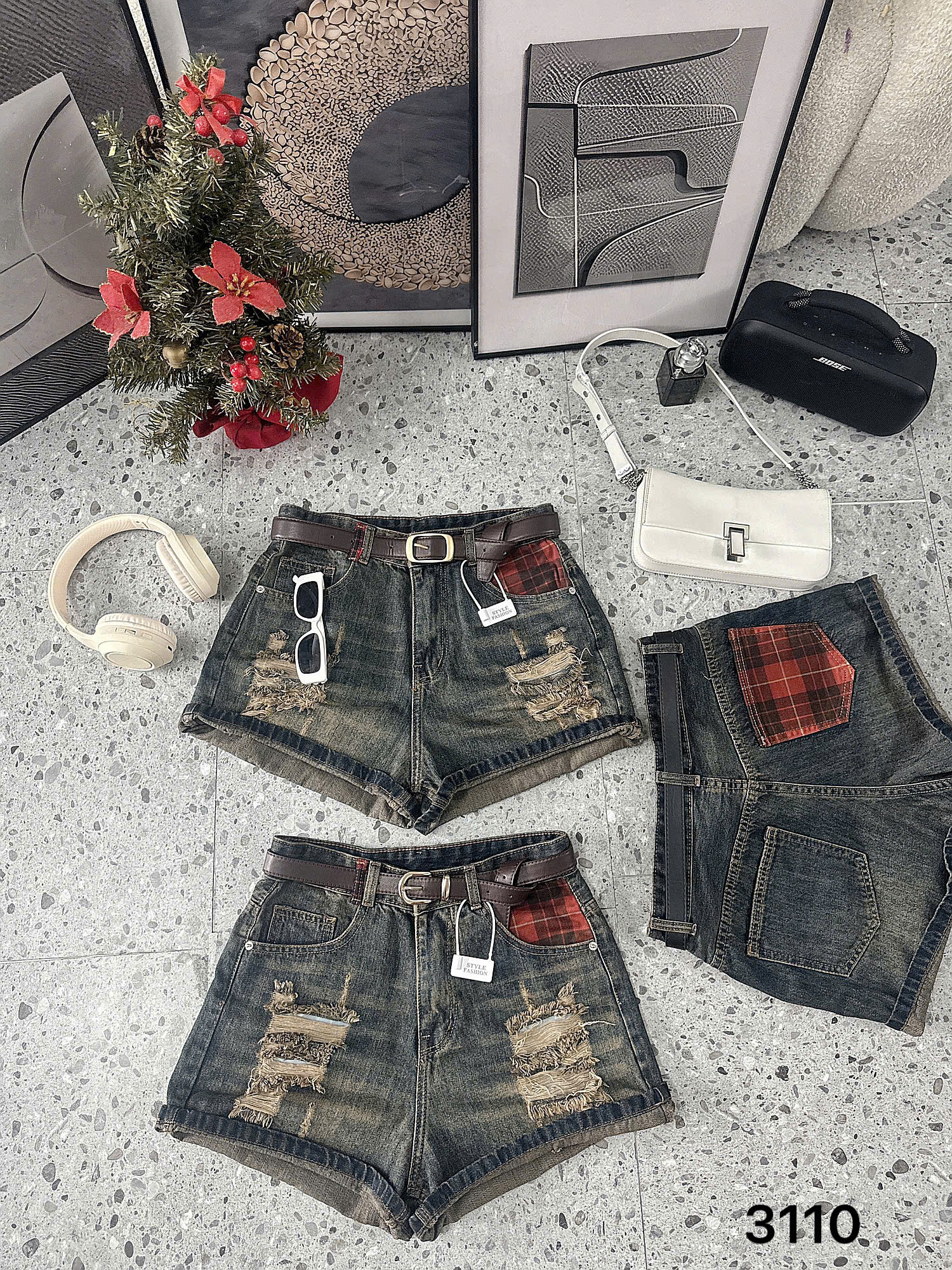 BIGSIZE NỮ - Quần short phối túi caro T-QSJ3110_thumbnail_8