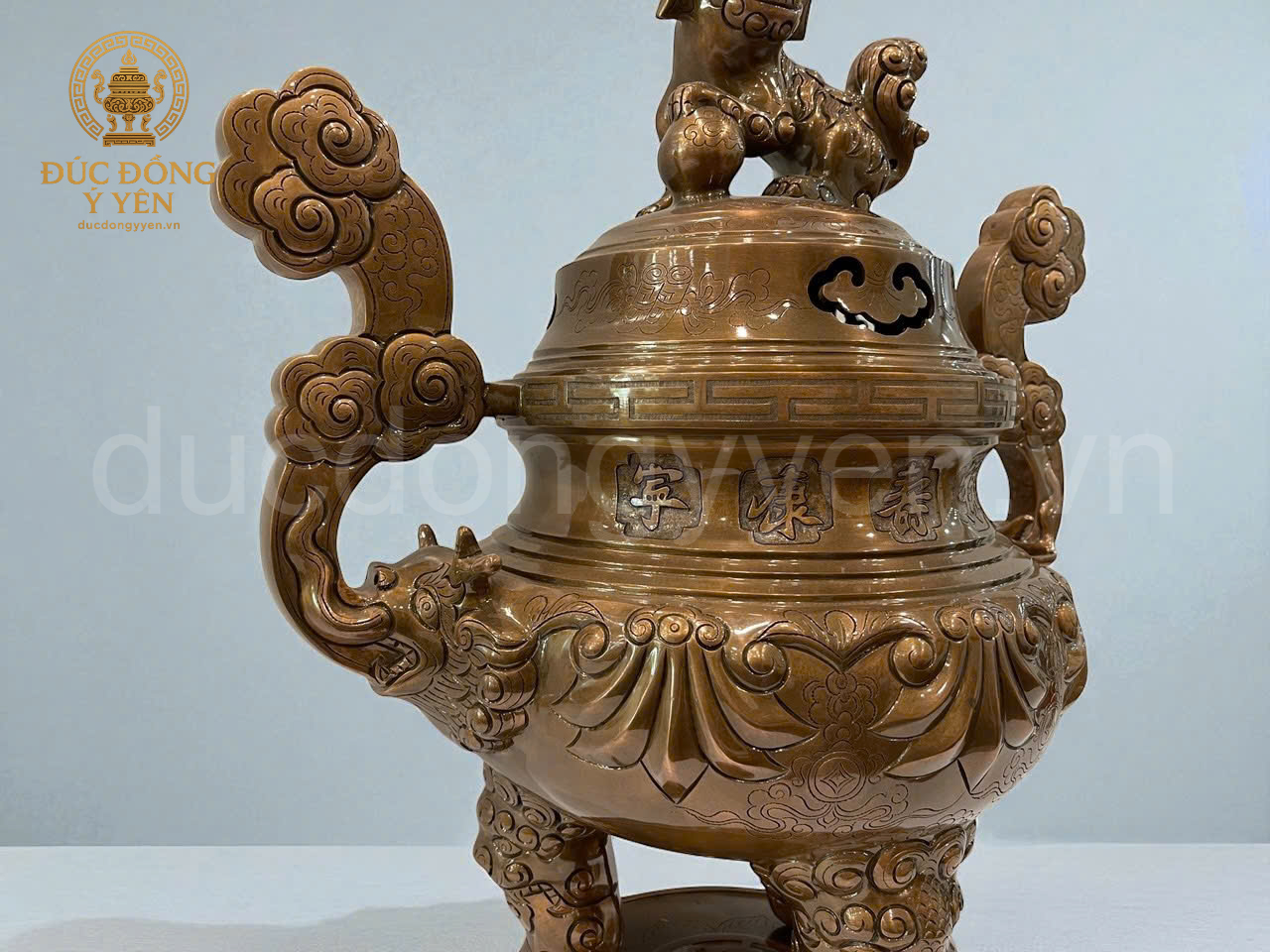 Bộ ngũ sự chạm hoa văn sòi đúc đồng đỏ_thumbnail_3