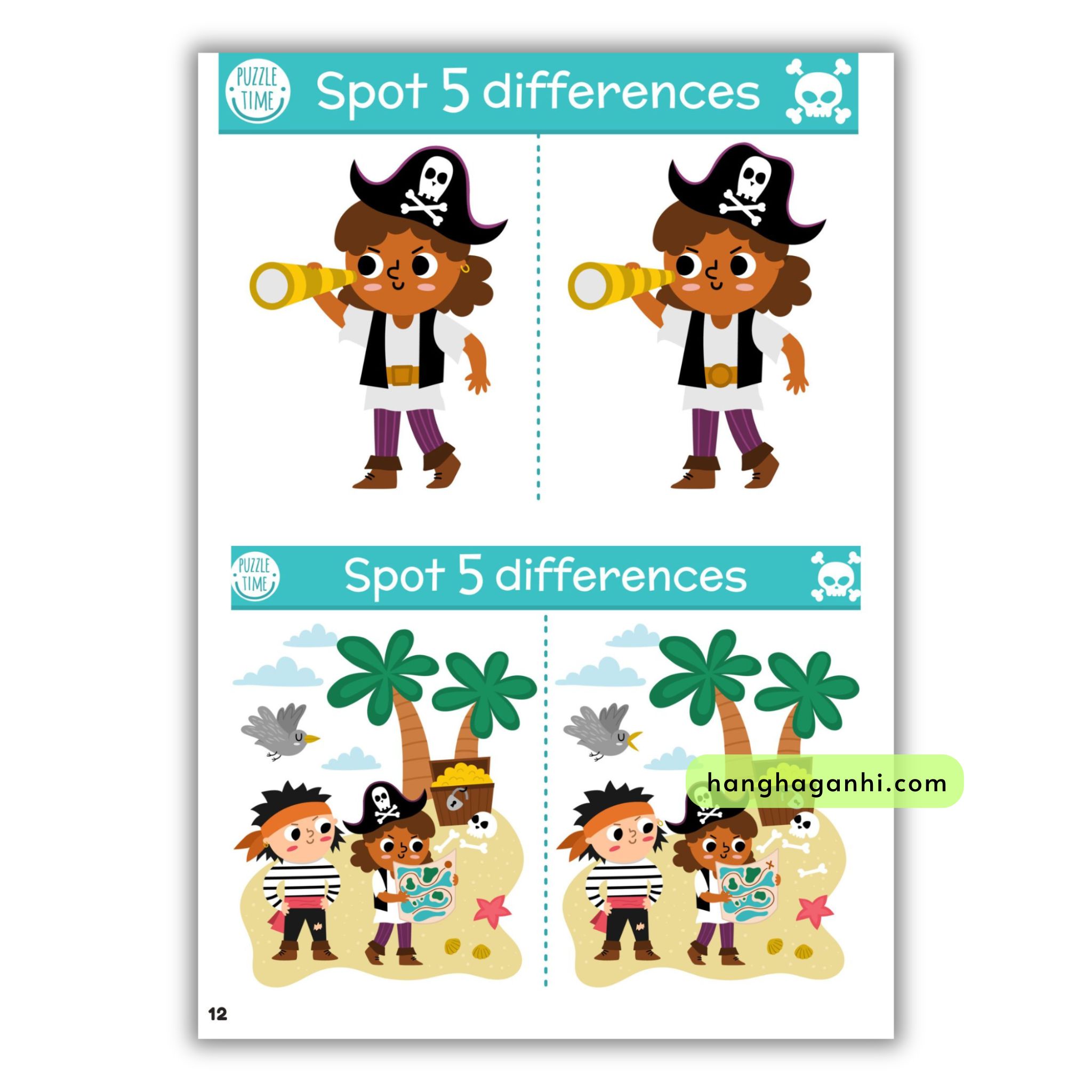 Học liệu Spot the Differences, luyện tư duy tập trung tìm điểm khác biệt giữa 2 bức tranh, ép plastic, tặng bút viết xóa_thumbnail_8