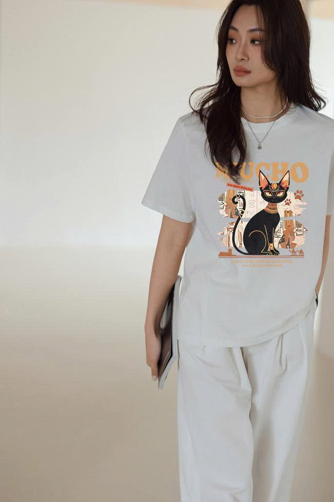 Áo thun nữ form vừa regular dáng ngắn ARD2283 Miucho Chic tay ngắn vải cotton thoáng mát cổ tròn in mix_thumbnail_6